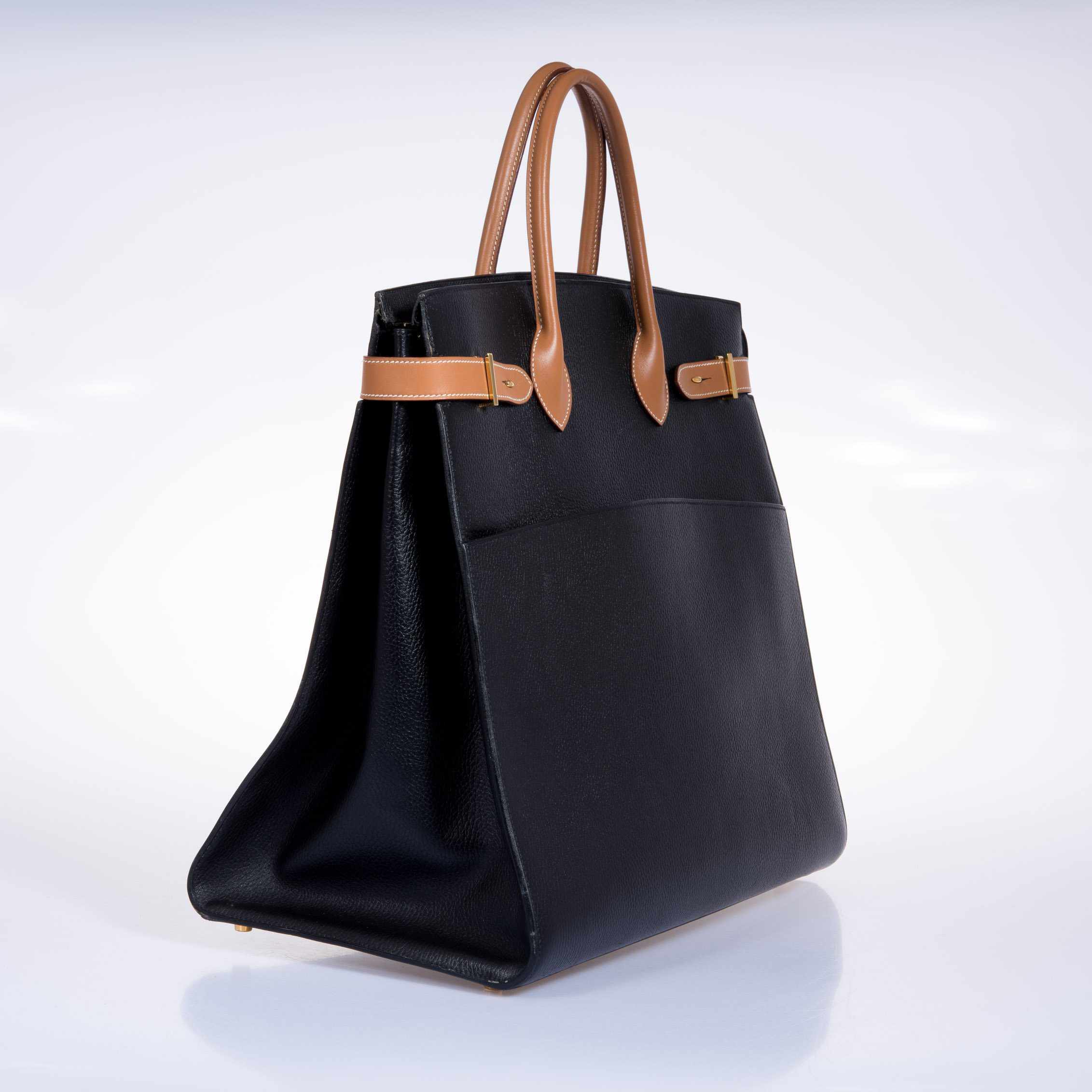 Hermès Airport Bag Black Ardenne and Vache Naturelle - Vintage