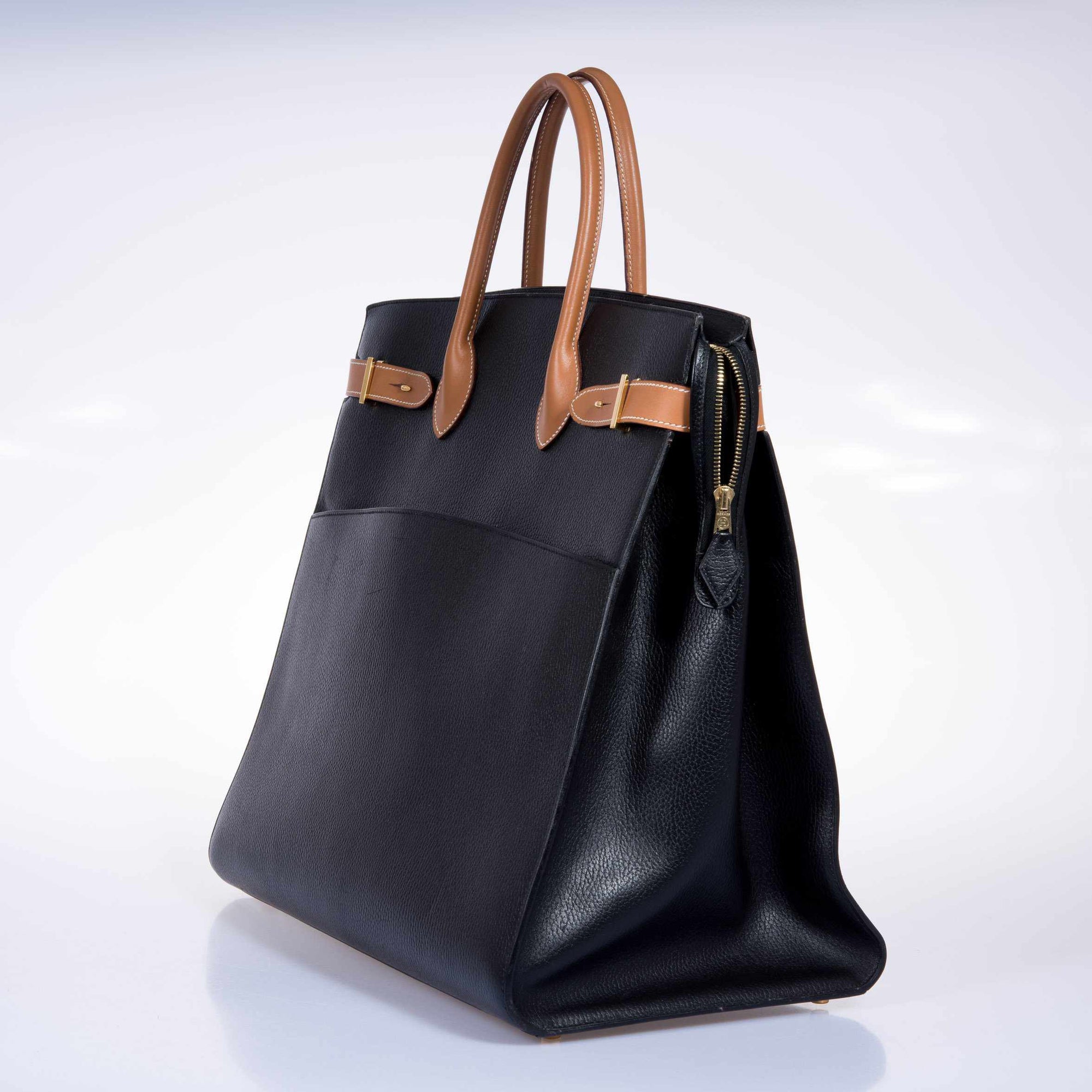 Hermès Airport Bag Black Ardenne and Vache Naturelle - Vintage