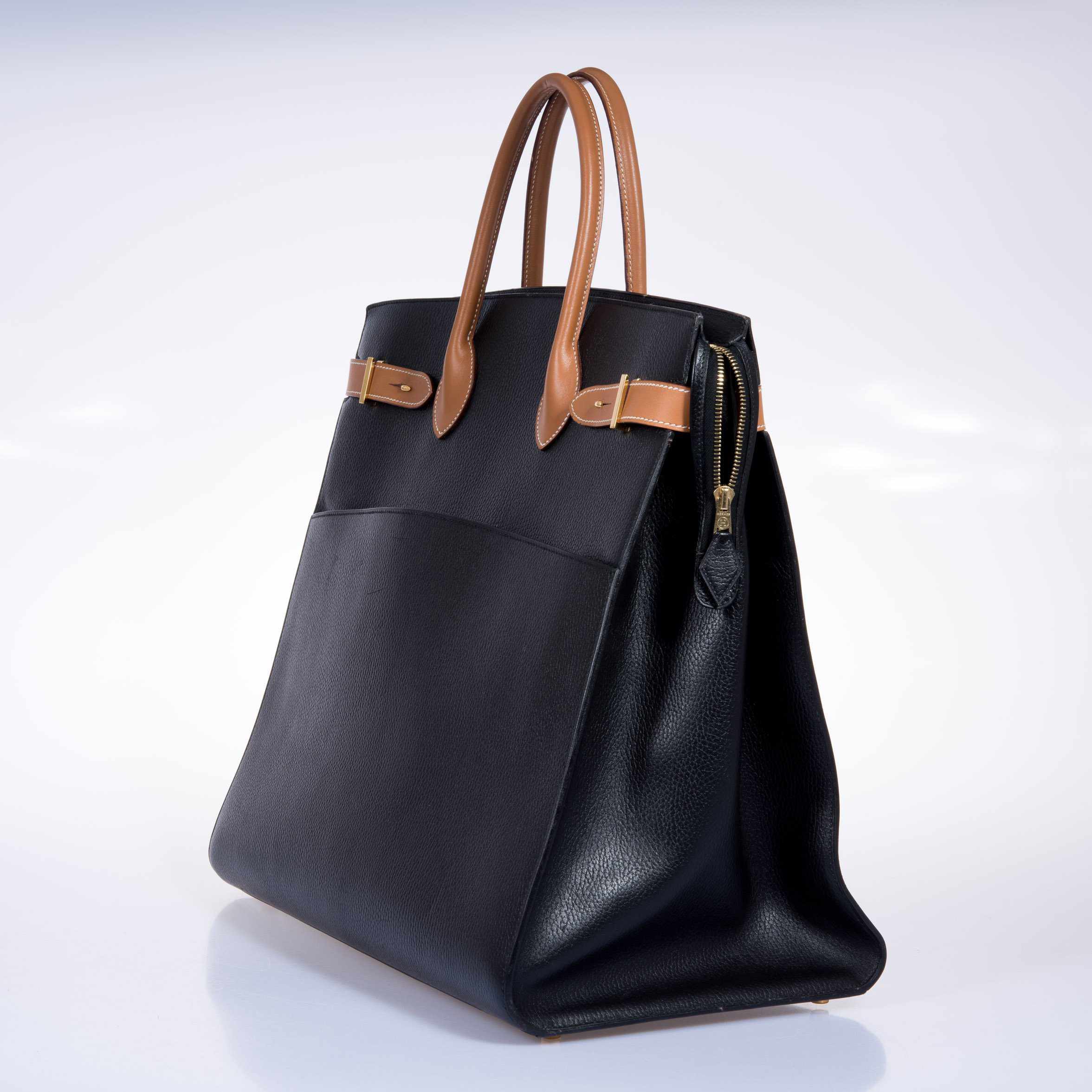 Hermès Airport Bag Black Ardenne and Vache Naturelle - Vintage