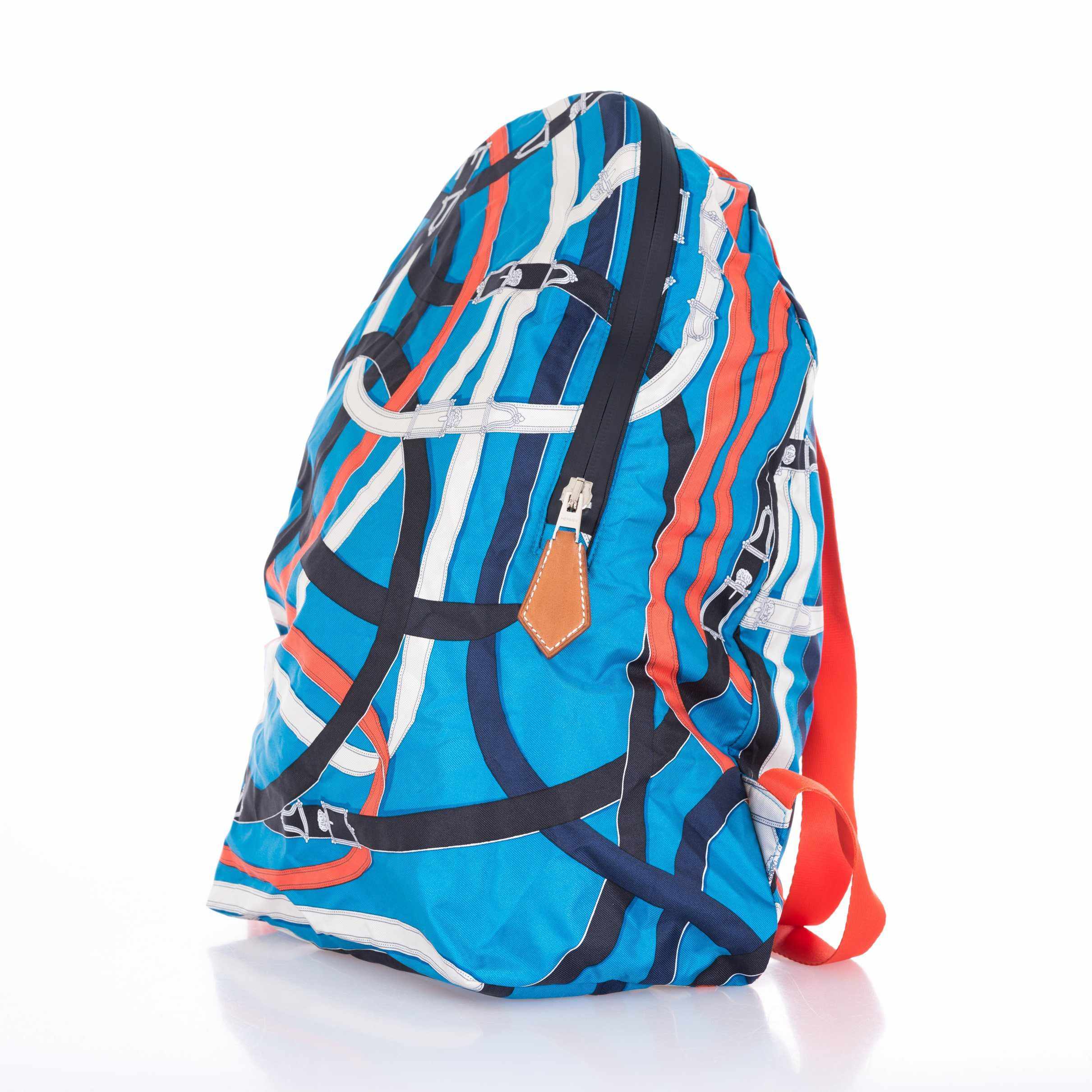Hermès Airsilk Backpack Cavalcadour Blue Zanzibar Technical Silk
