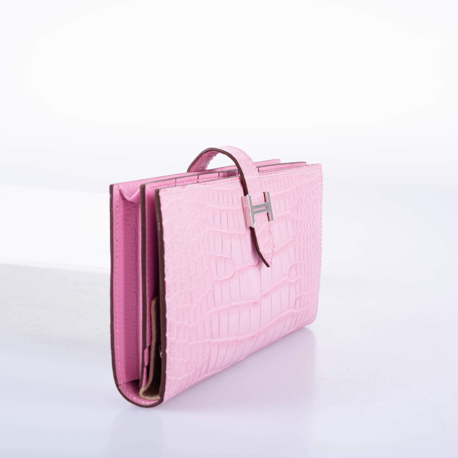 Hermès Bearn Wallet 5P Pink Matte Alligator with Palladium Hardware - 2020, Y