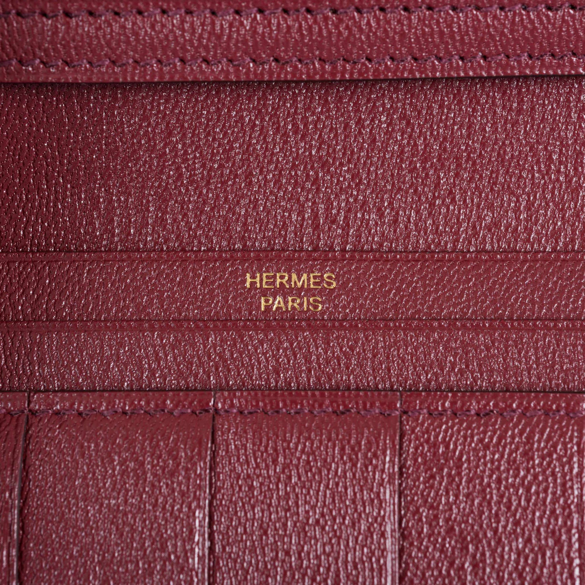 Hermès Bearn Wallet With Gusset Bourgogne Alligator Gold Hardware