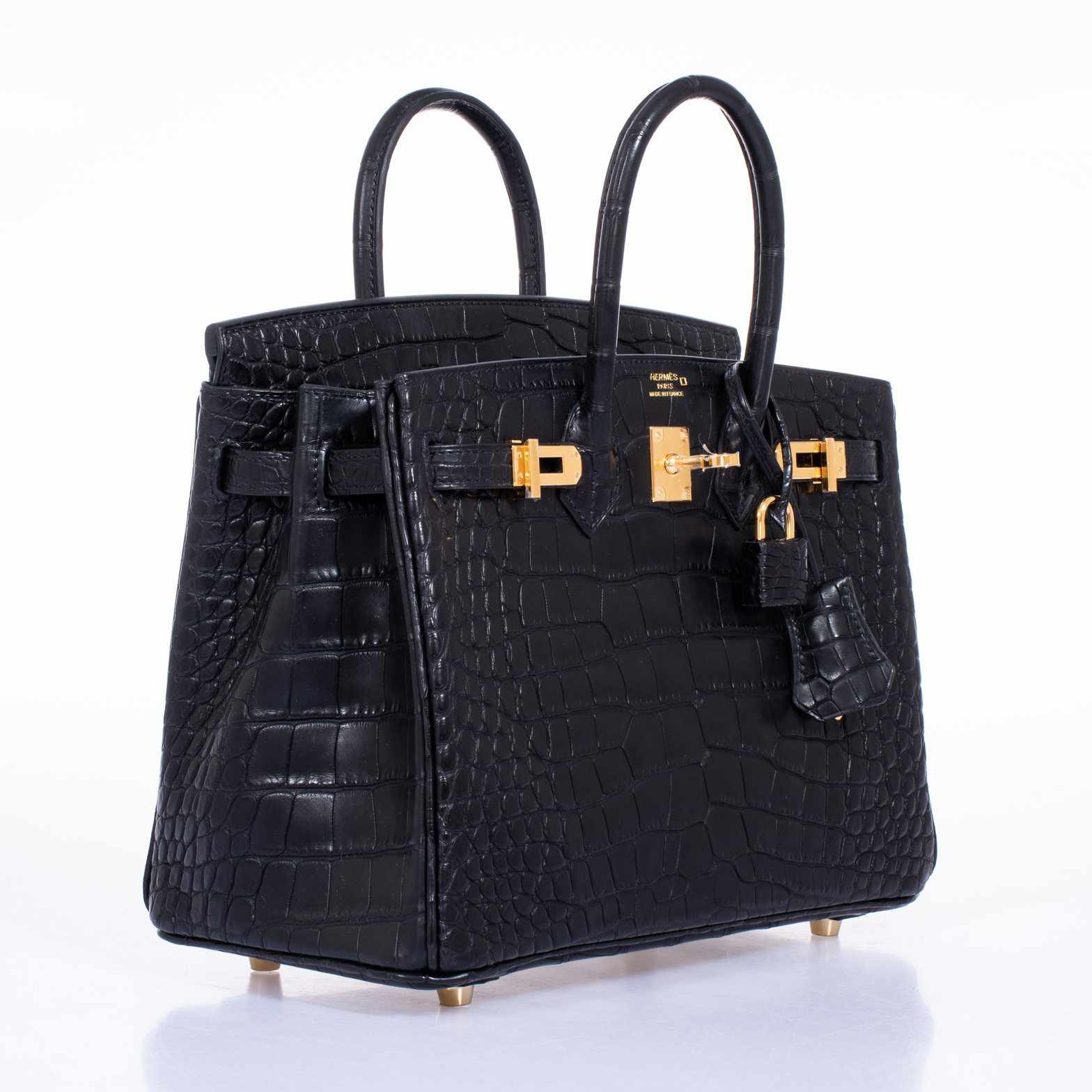 Hermès Birkin 25 Black Matte Alligator Gold Hardware