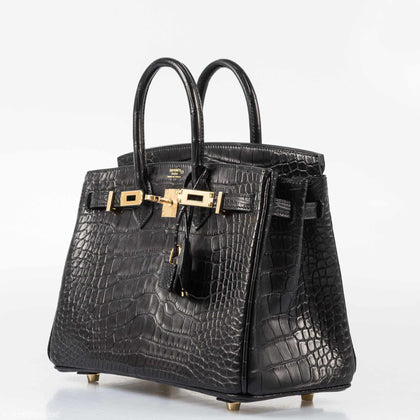Hermès Birkin 25 Black Matte Alligator Gold Hardware – JaneFinds