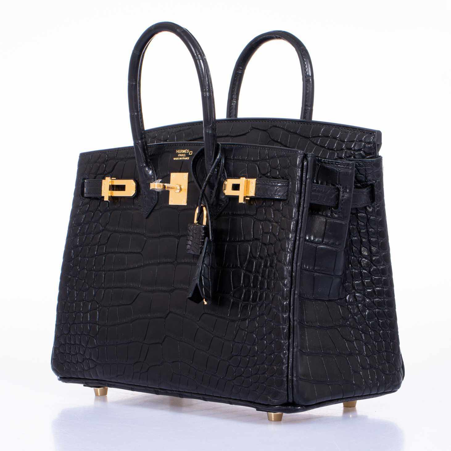 Hermès Birkin 25 Black Matte Alligator Gold Hardware