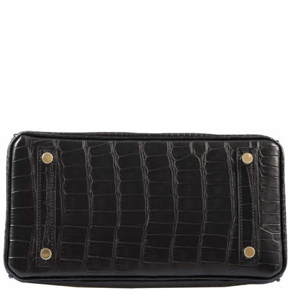 Hermès Birkin 25 Black Matte Alligator Gold Hardware – JaneFinds