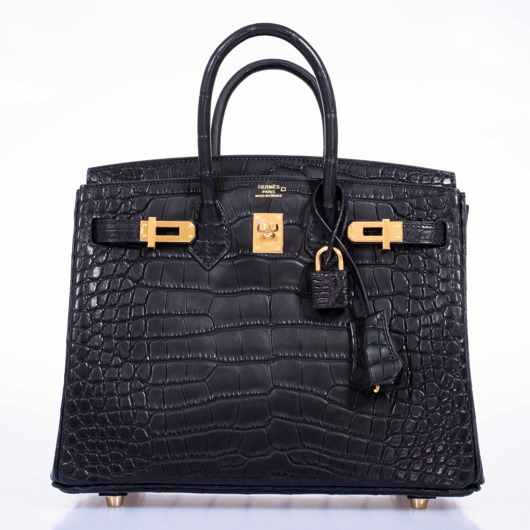 Hermès Birkin 25 Black Matte Alligator Gold Hardware