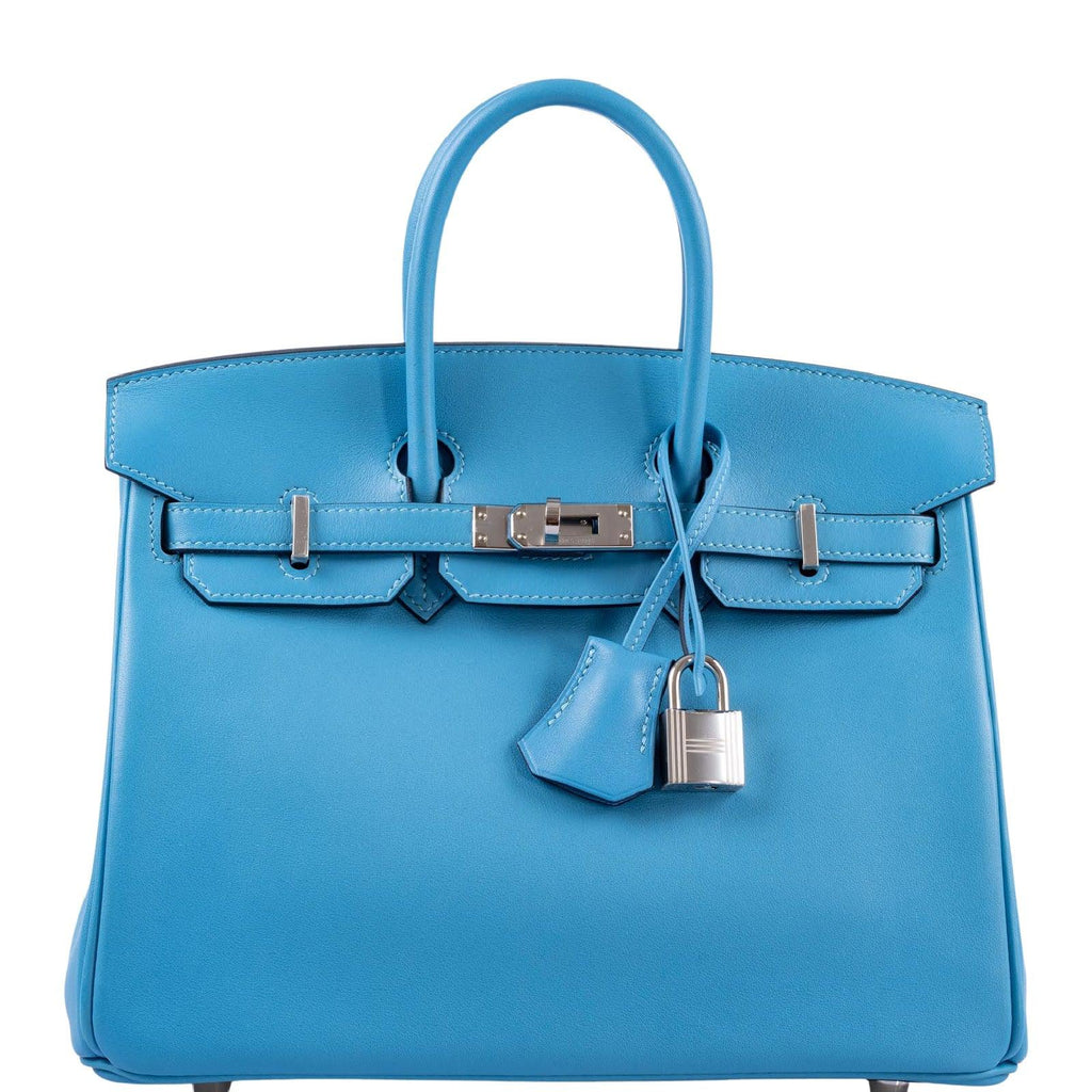 Hermes Personal Birkin bag 25 Craie/ Deep blue Togo leather Matt gold  hardware