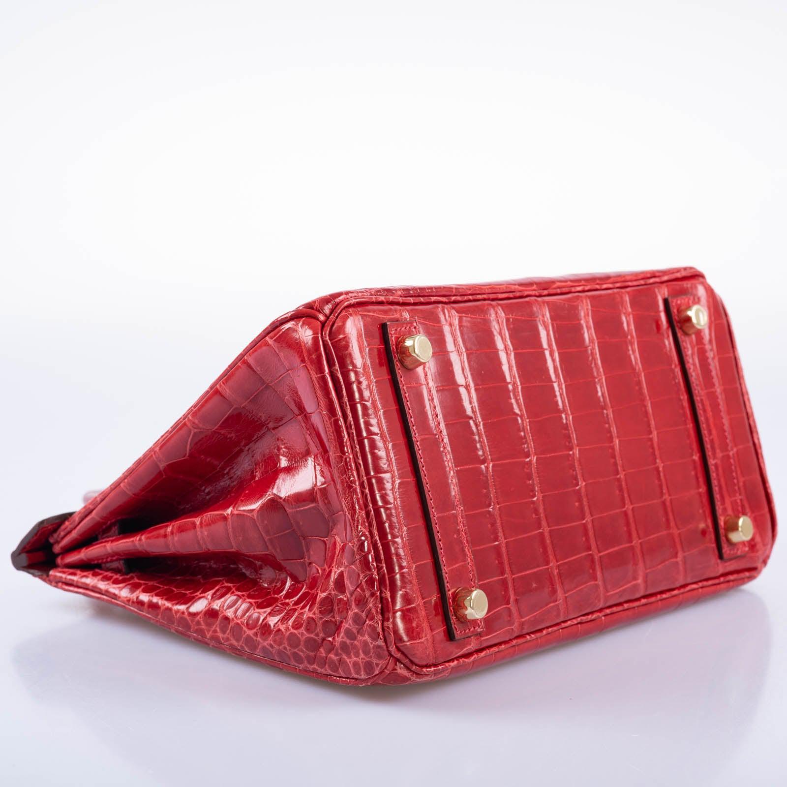 Hermès Birkin 25 Braise Porosus Crocodile with Gold Hardware