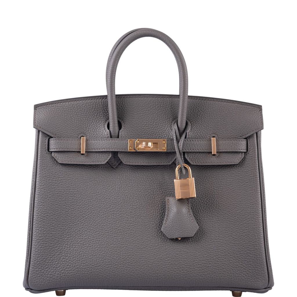 Hermes Birkin 25 Bag Etain Rose Gold Hardware Togo Leather – Mightychic