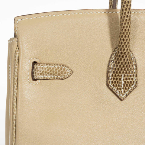 Hermès Birkin 25 HSS Argile Swift With Ficelle Lizard Gold Hardware - Special Edition