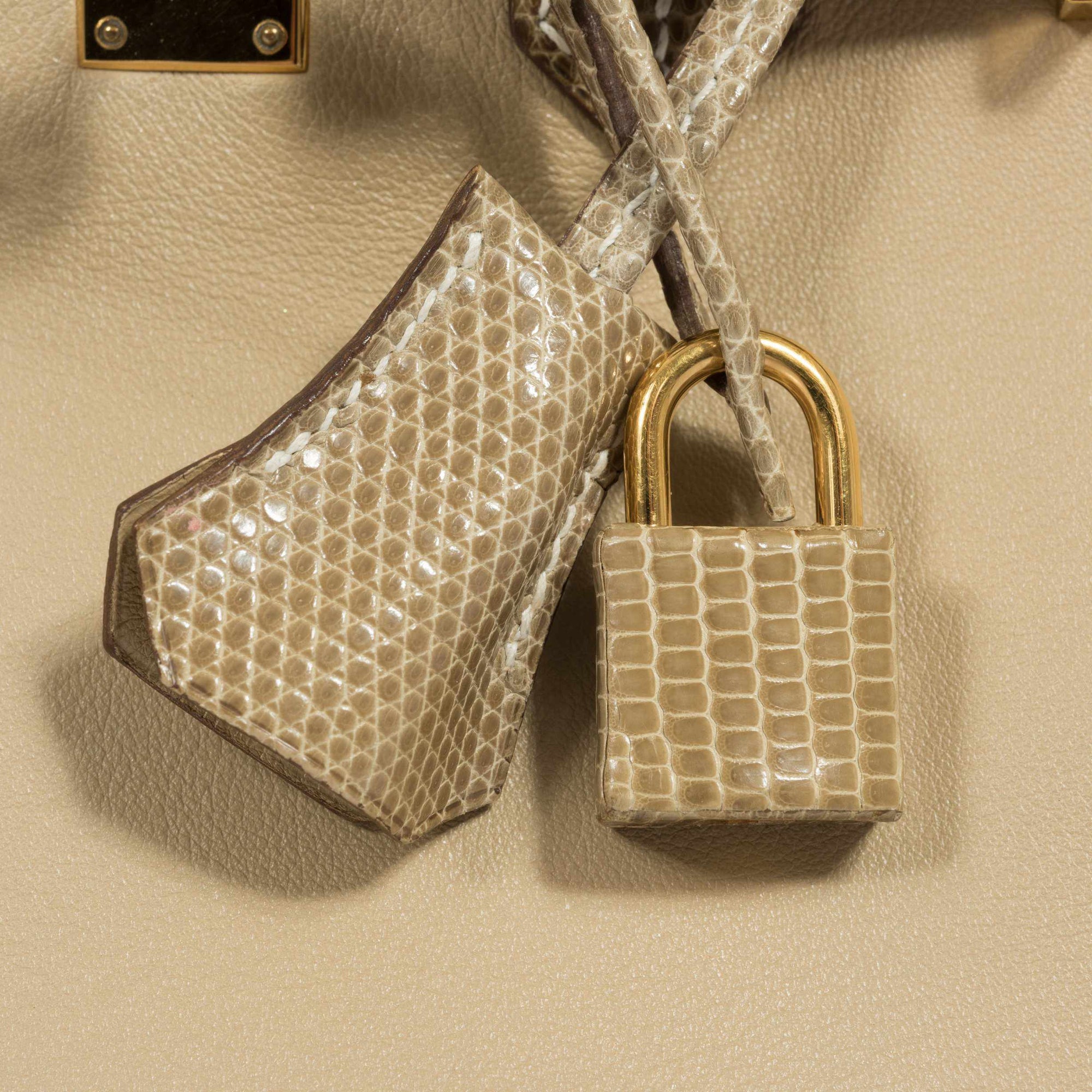 Hermès Birkin 25 HSS Argile Swift With Ficelle Lizard Gold Hardware - Special Edition