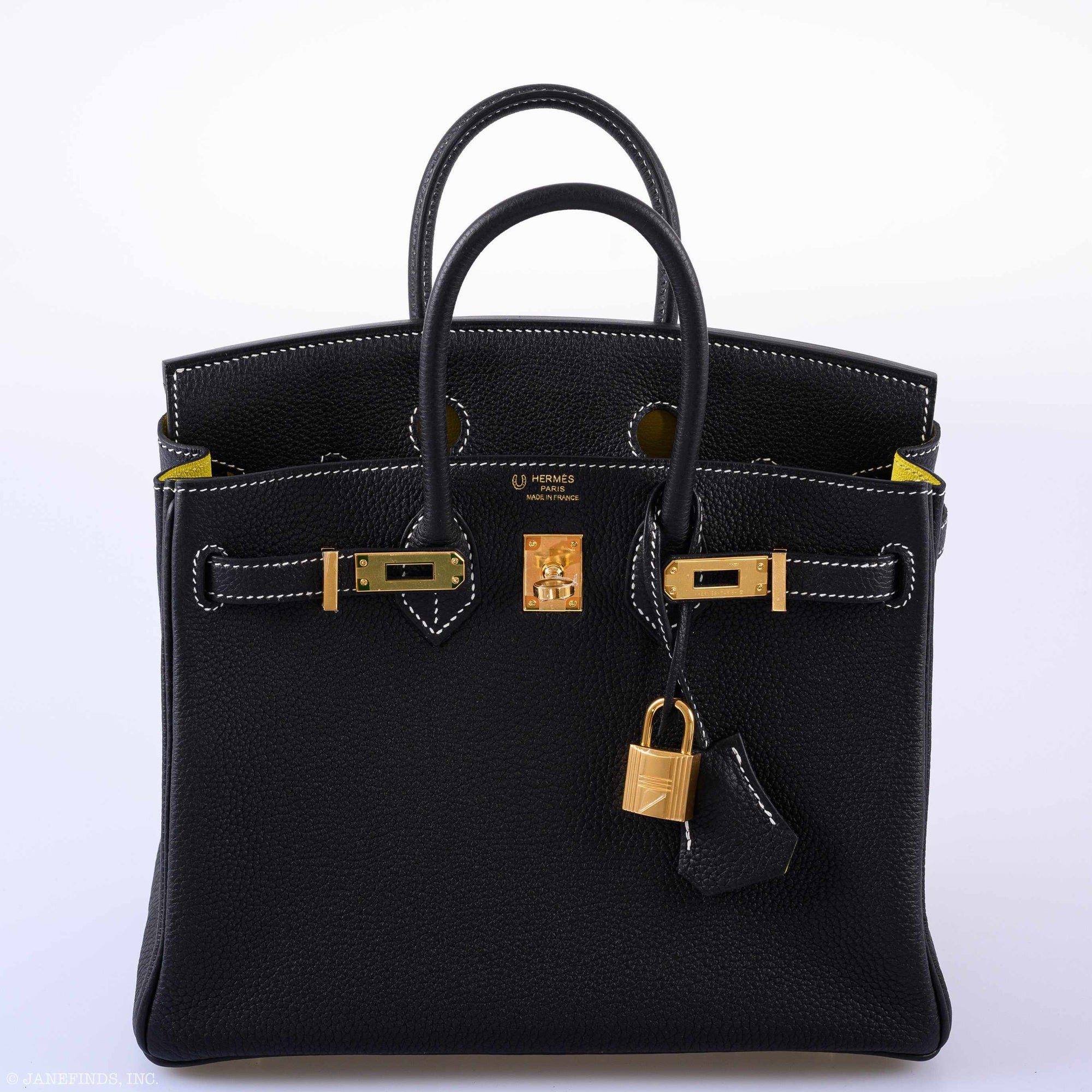 Hermès Birkin 25 HSS Black Togo & Lime Gold Hardware