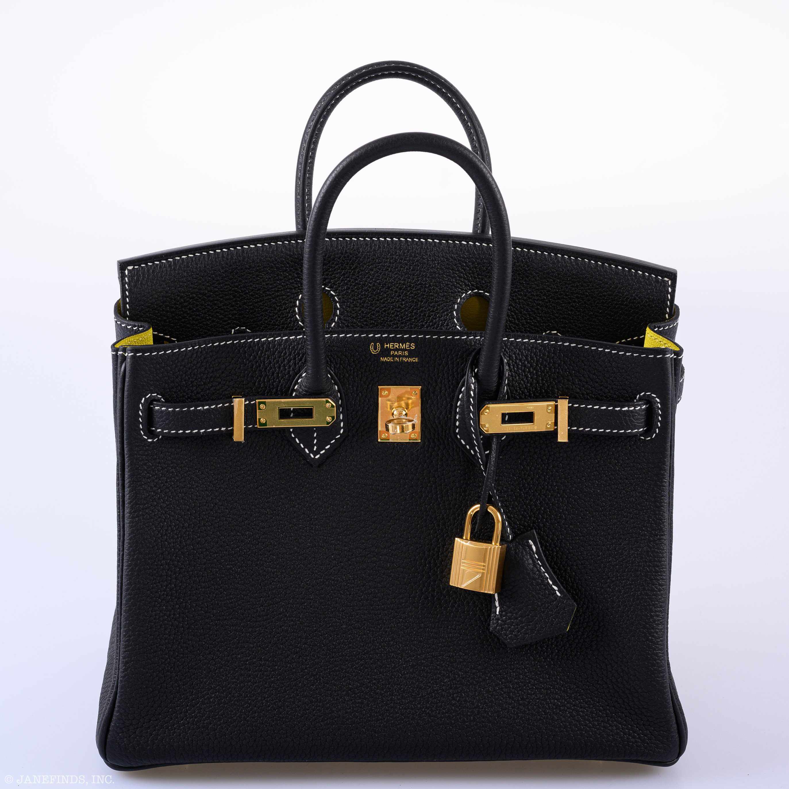Hermès Birkin 25 HSS Black Togo & Lime Gold Hardware