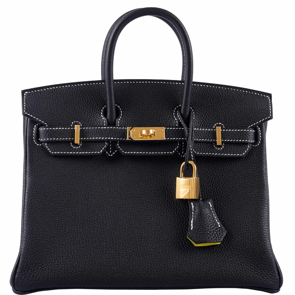 Hermès Birkin 25 HSS Black Togo & Lime Gold Hardware