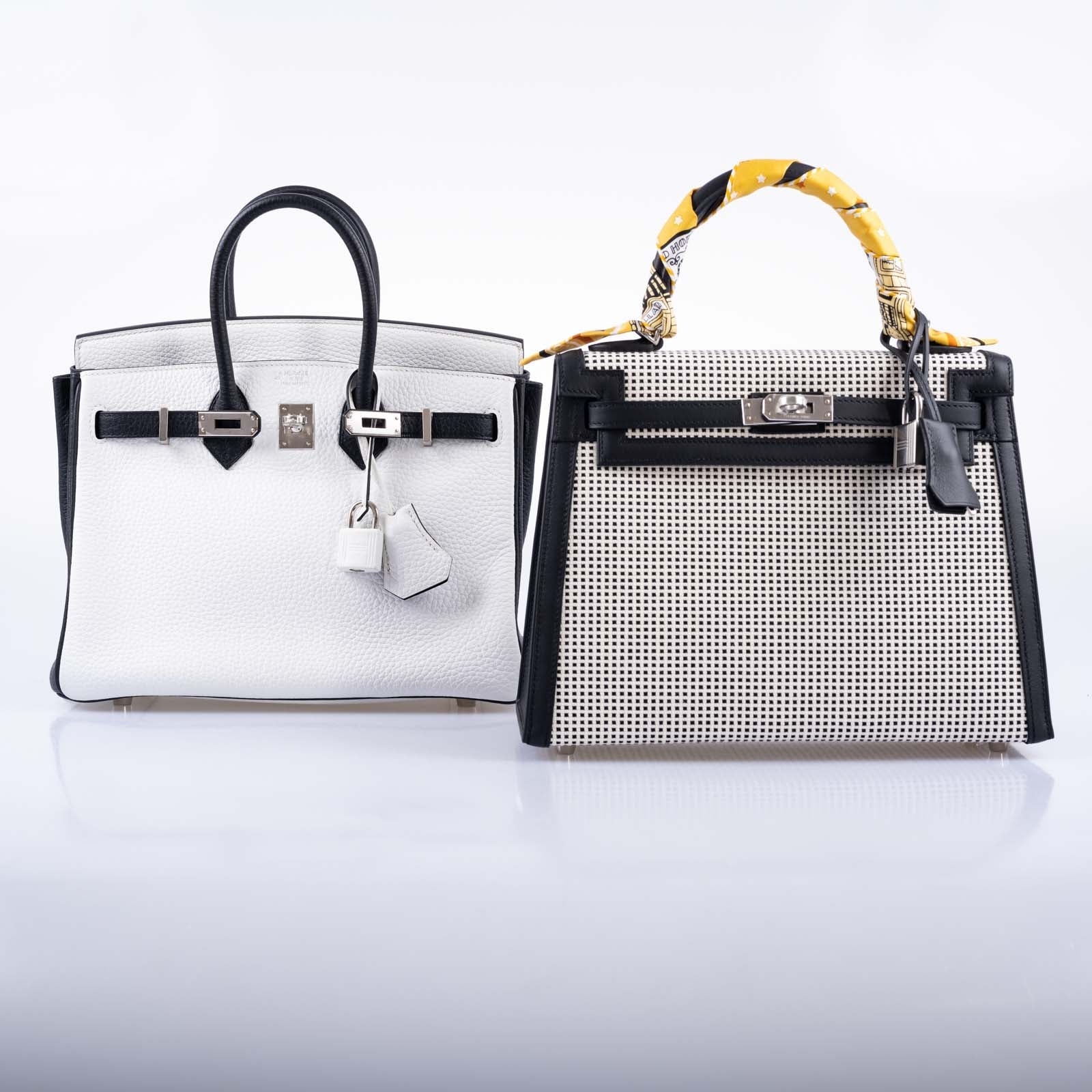 Hermès Birkin 25 HSS Blanc and Noir Togo Palladium Hardware