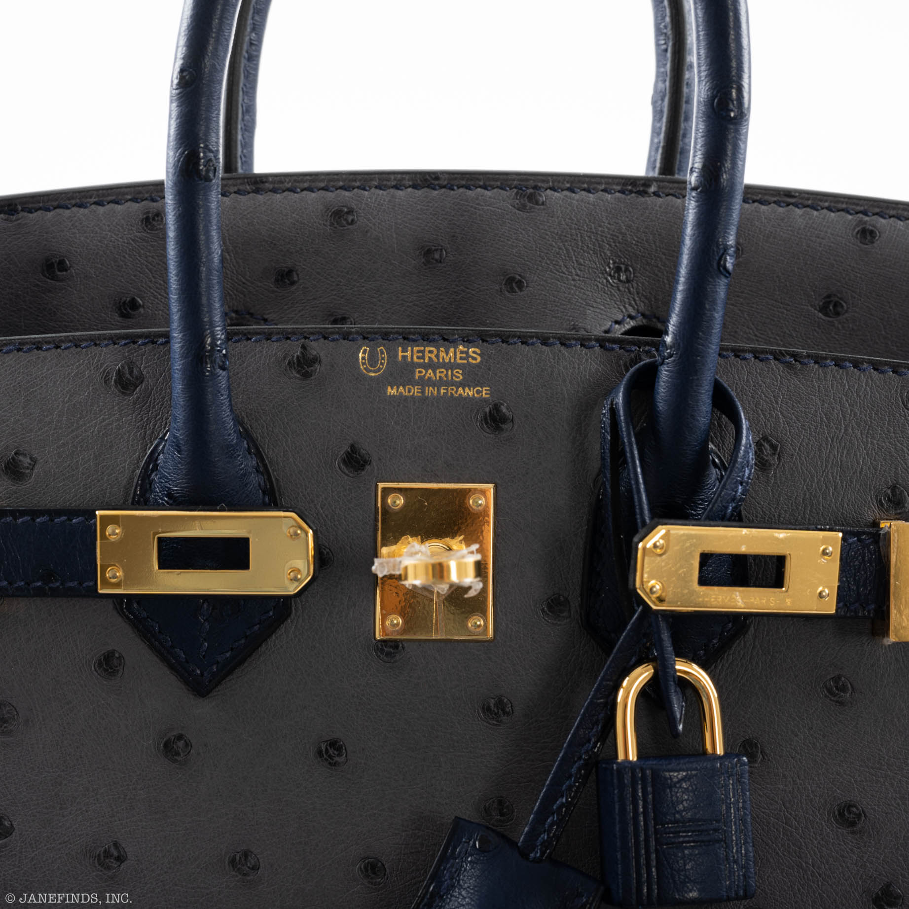 Hermès Birkin 25 HSS Gris Agate & Blue Iris Ostrich Gold Hardware