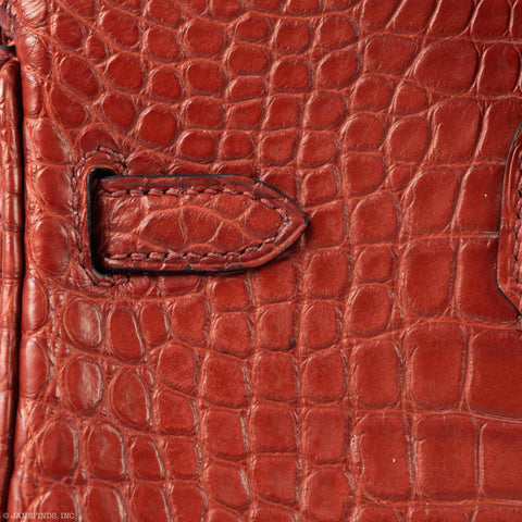 Hermès Birkin 25 HSS Rouge H Alligator & Orange Interior Gold Hardware
