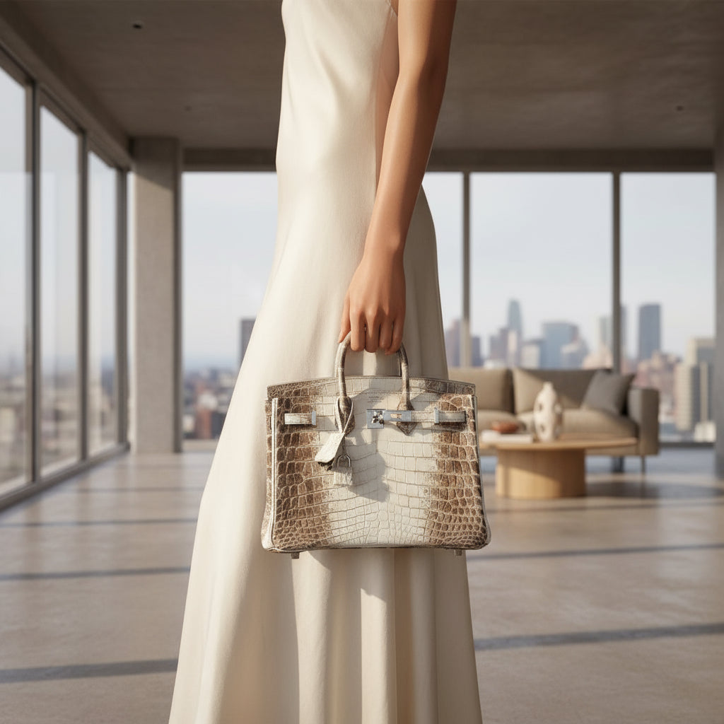 Hermès Birkin 25 Himalayan White Niloticus Crocodile Palladium Hardware