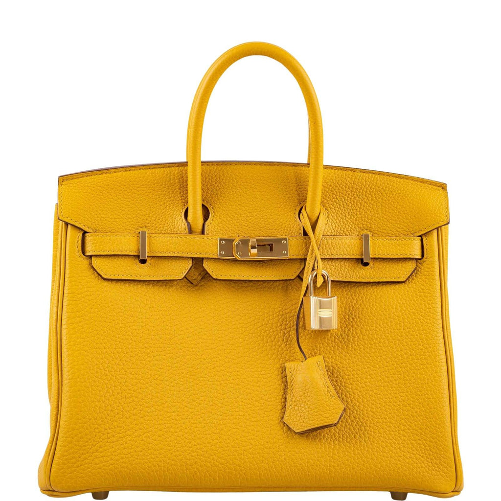 Hermes Special Order (HSS) Birkin 25 Craie and Jaune Ambre Togo Brushed Gold Hardware Ivory/Yellow Madison Avenue Couture