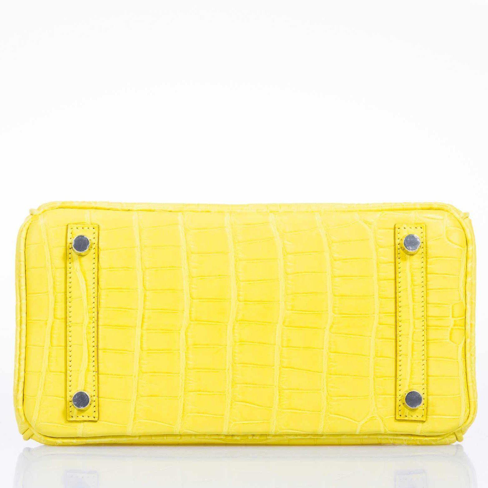 Hermès Birkin 25 Lime Yellow Matte Alligator Palladium Hardware