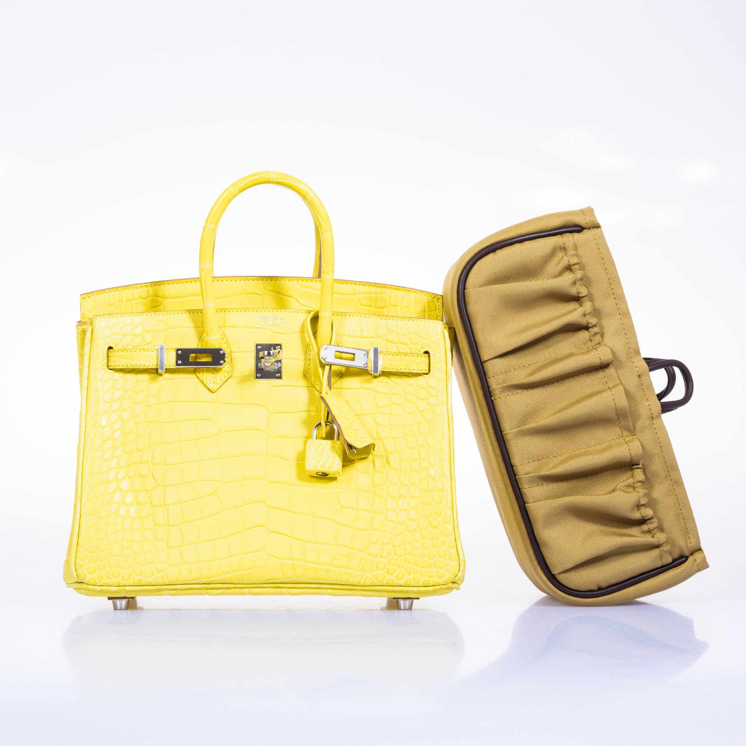 Hermès Birkin 25 Lime Yellow Matte Alligator Palladium Hardware - 2018, C