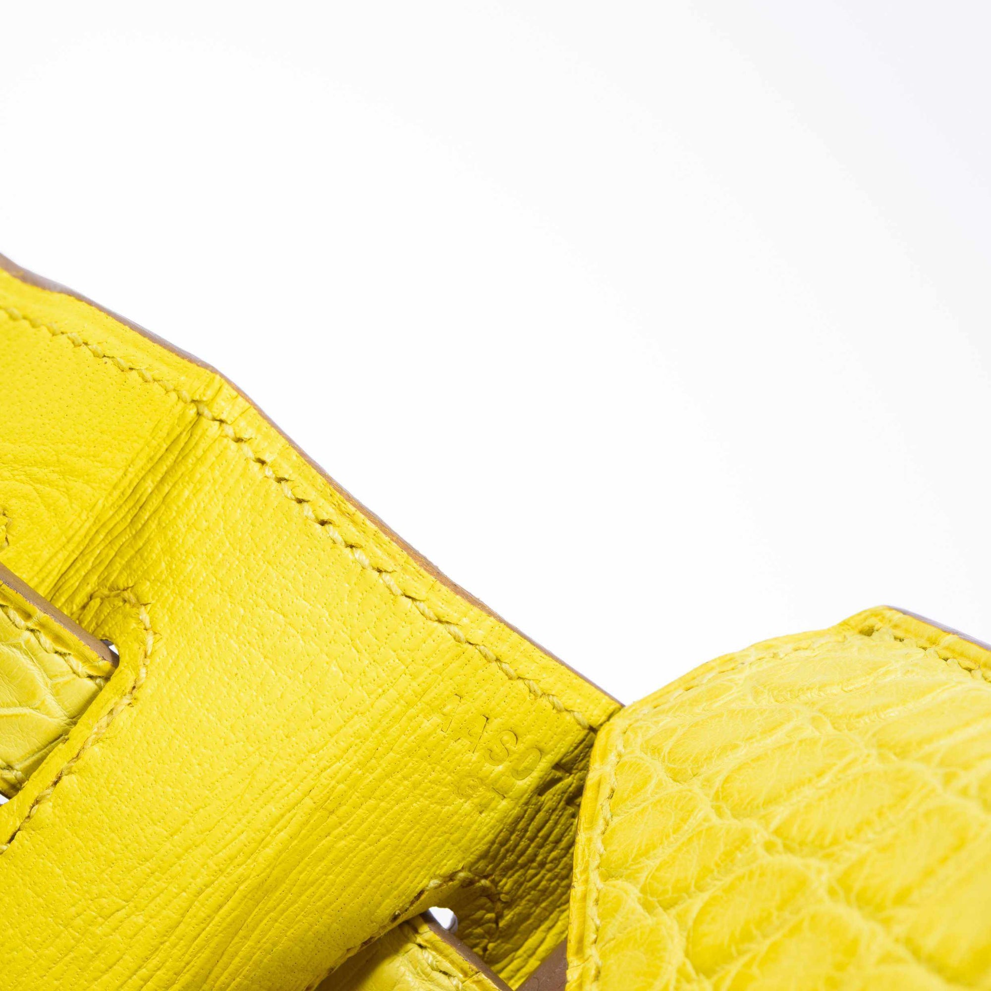 Hermès Birkin 25 Lime Yellow Matte Alligator Palladium Hardware