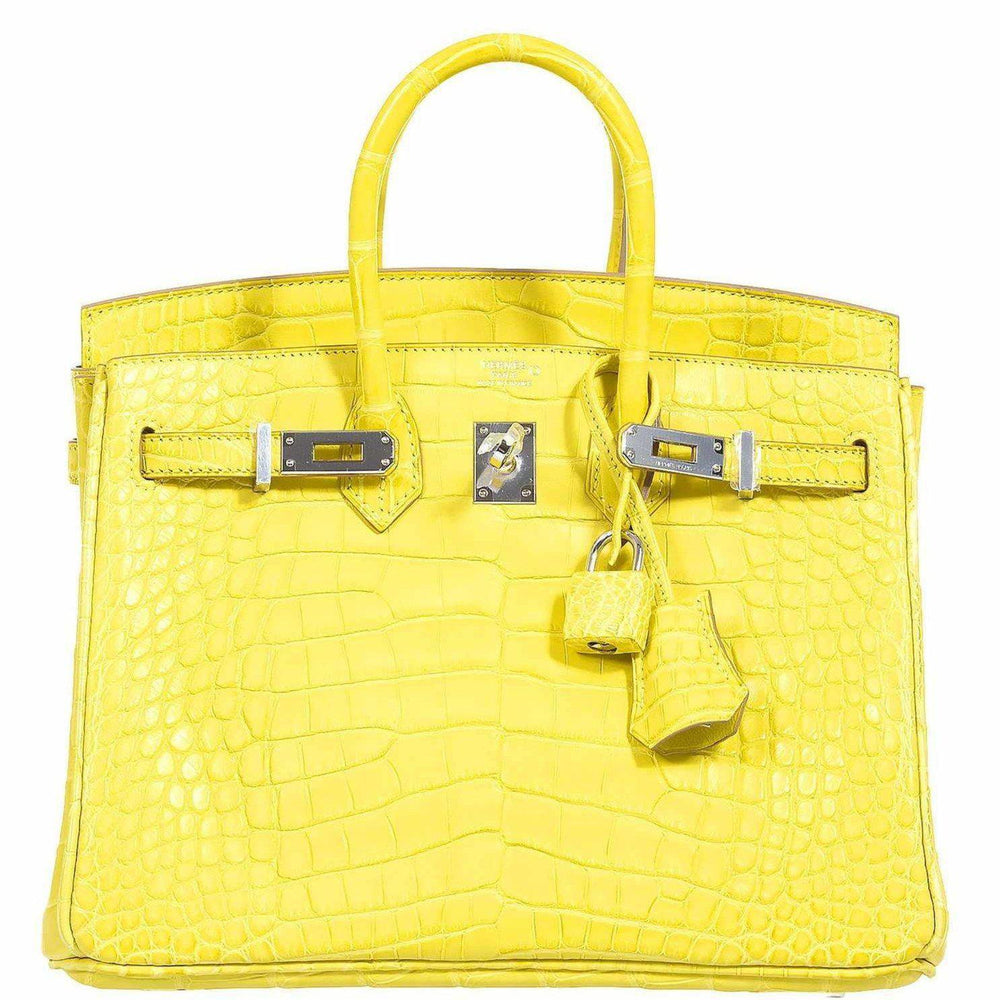 Hermès Birkin 25 Lime Yellow Matte Alligator Palladium Hardware