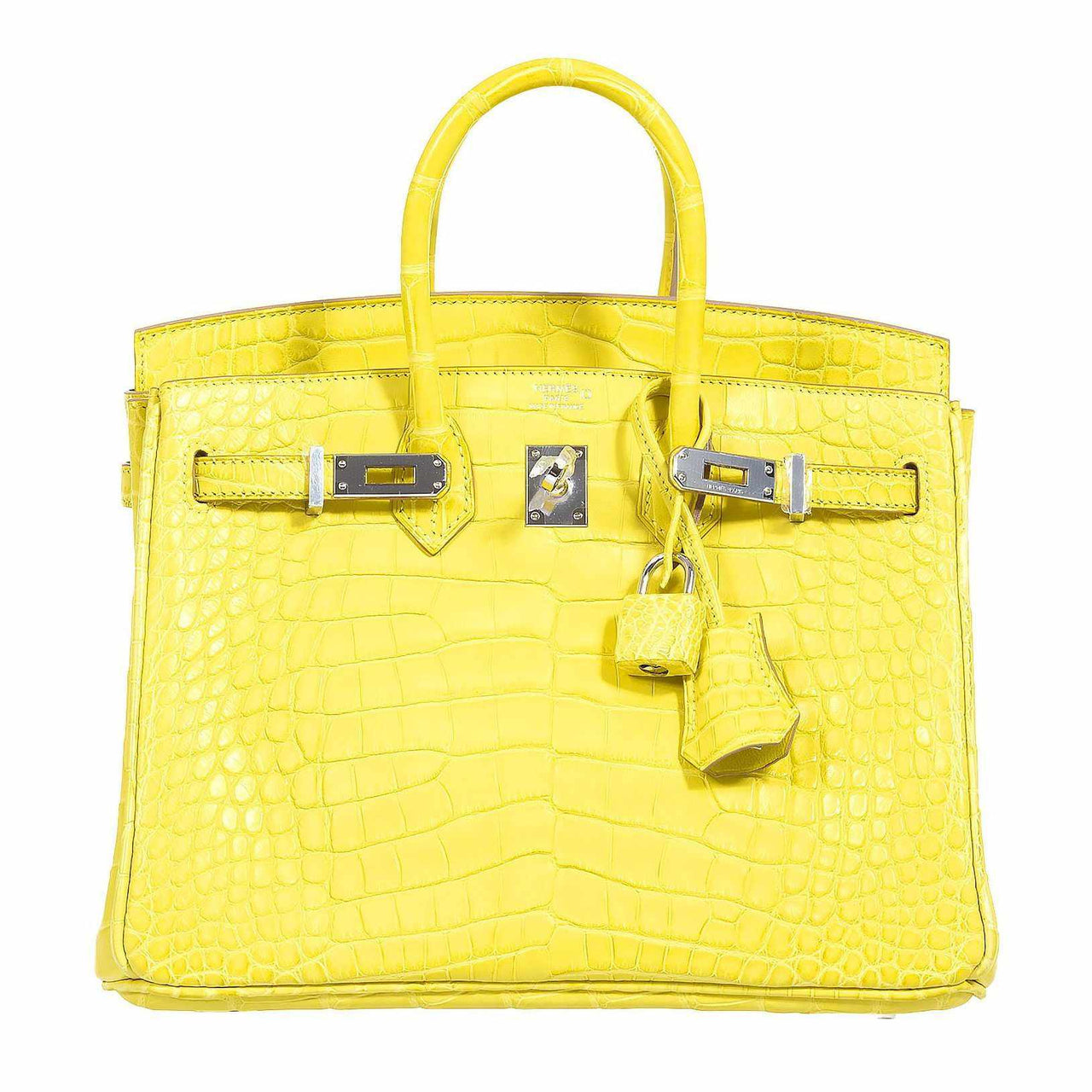 Hermes Birkin 25 Lime Yellow Matte Alligator Palladium Crocodile ...