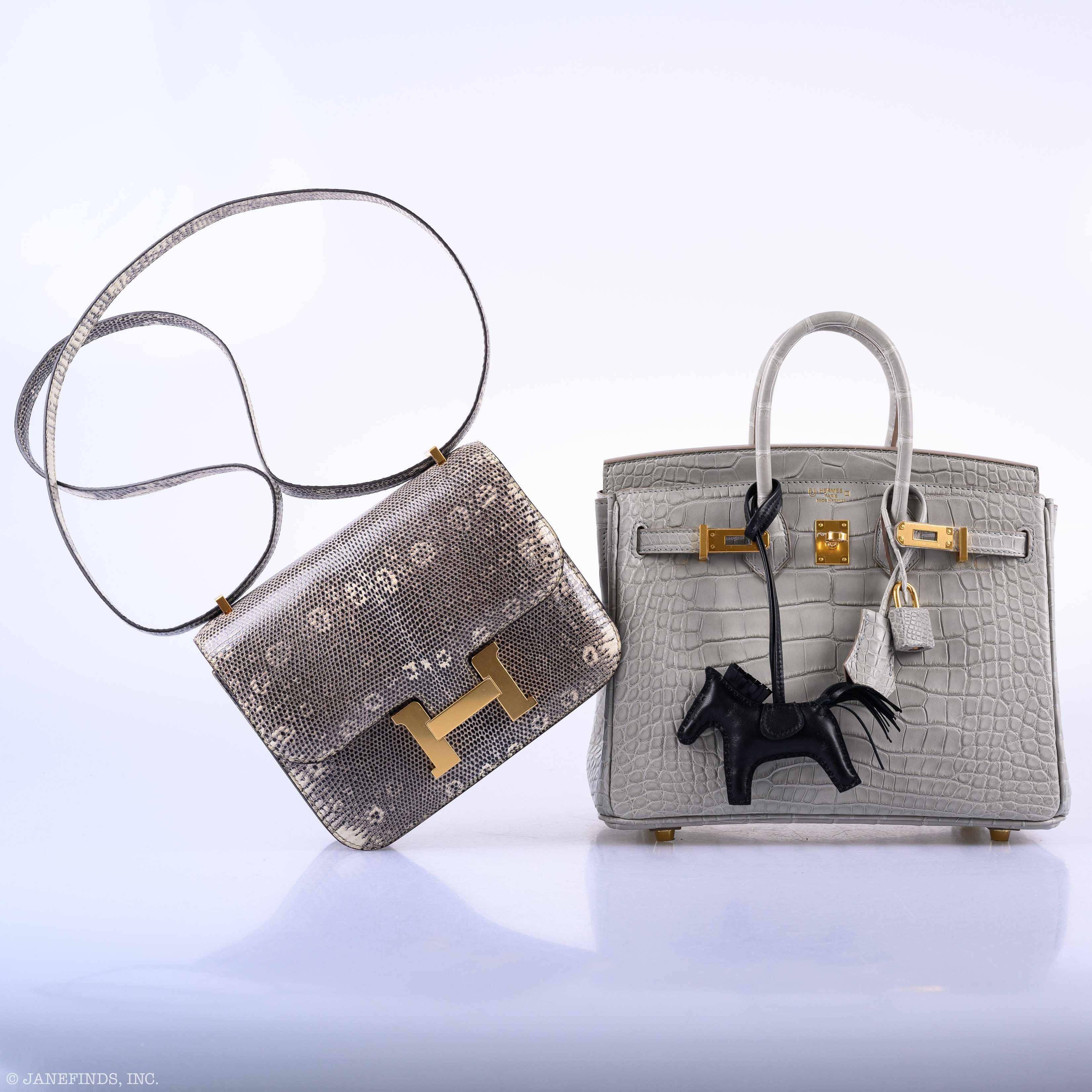 Hermès Birkin 25 Matte Gris Perle Alligator Gold Hardware - 2019, D