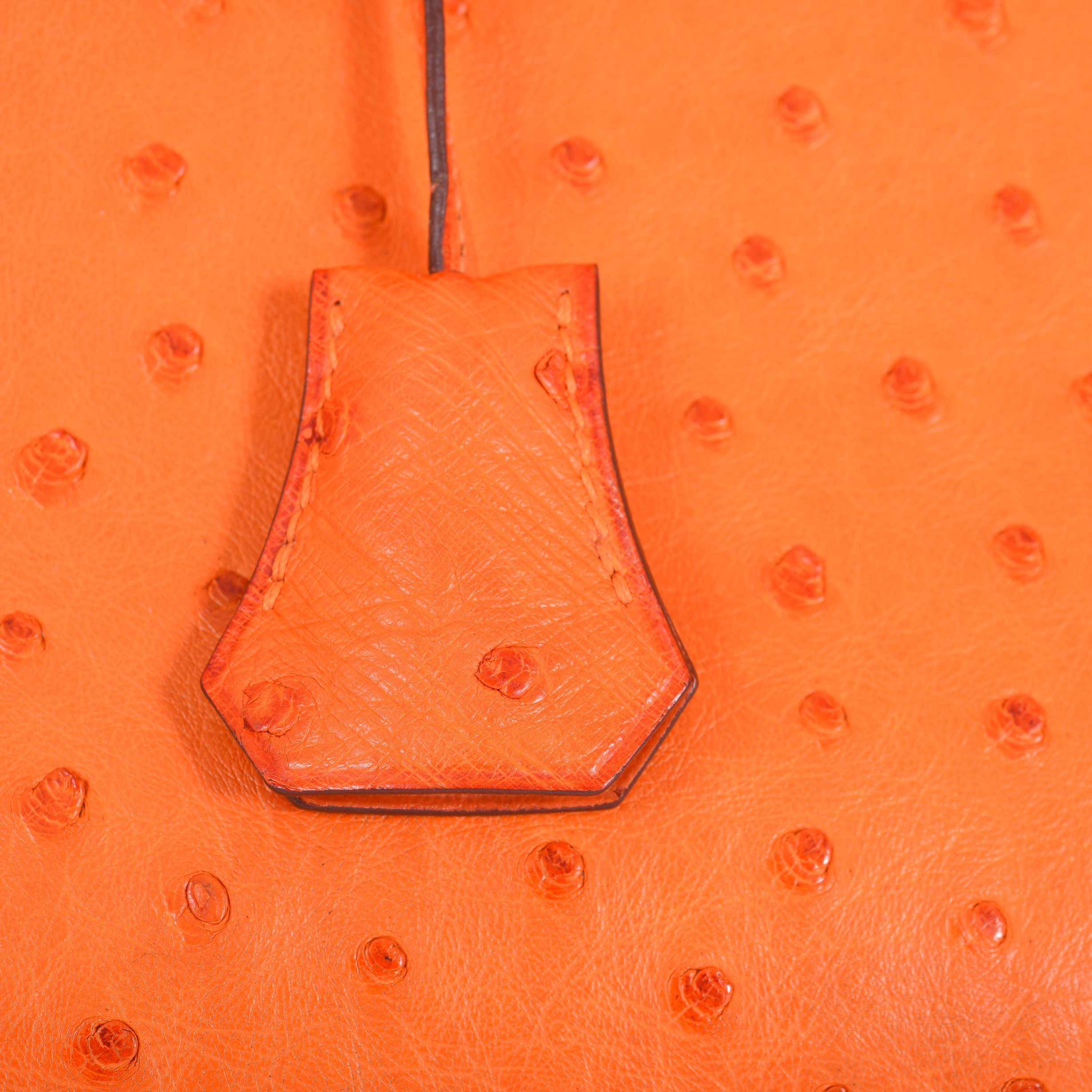 Hermès Birkin 25 Ostrich Tangerine Orange Palladium