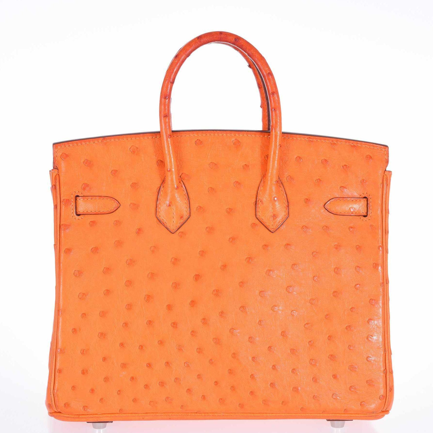 Hermès Birkin 25 Ostrich Tangerine Orange Palladium