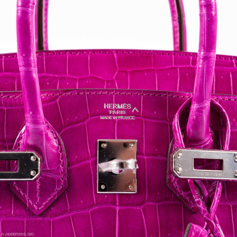 Hermès Birkin 25 Rose Scheherazade Porosus Crocodile Palladium Hardware
