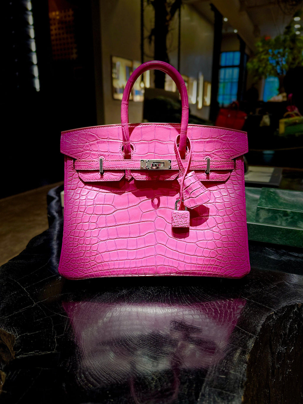 Hermès Birkin 25 Rose Shocking Matte Alligator Palladium Hardware ...