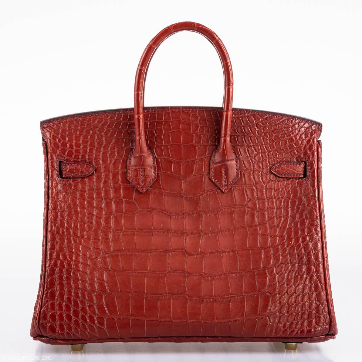 Hermès Birkin 25 Rouge H Verso Orange Alligator Gold Hardware