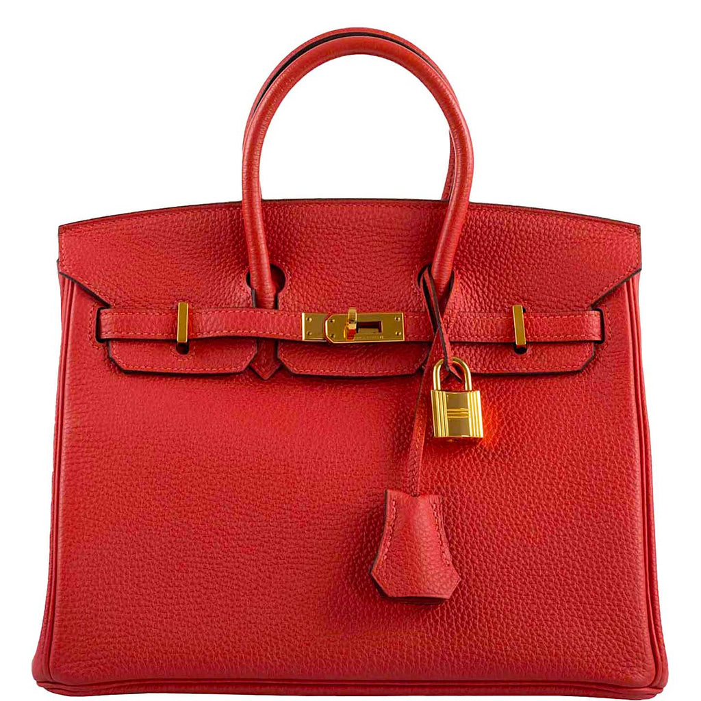 Hermes Birkin Handbag Rouge Pivoine Togo with Palladium Hardware 25 Red