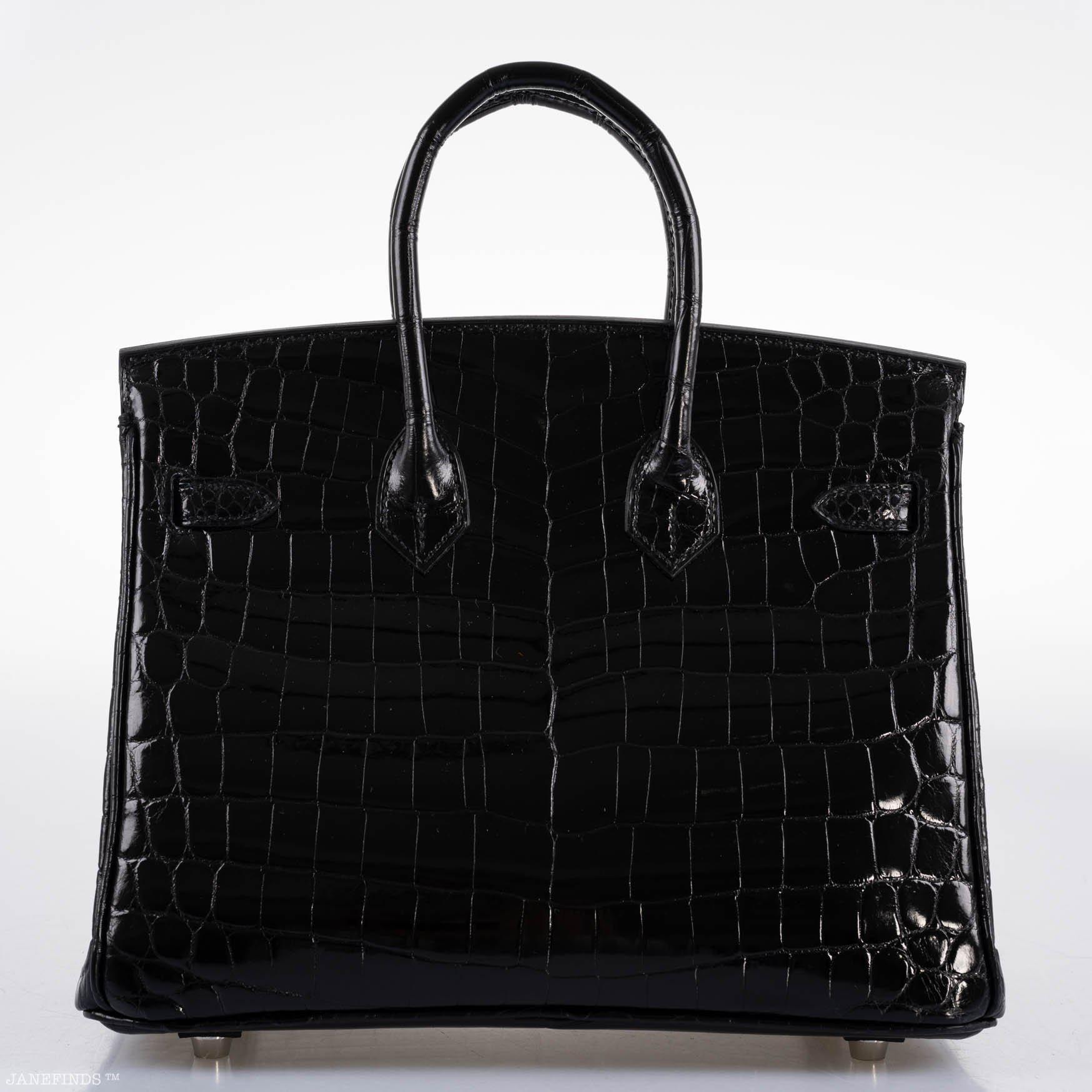 Hermès Birkin 25 Shiny Black Niloticus Crocodile with Palladium Hardware