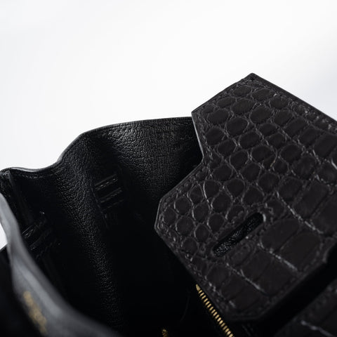 Hermès Birkin 25 Touch Black Togo and Matte Alligator Gold Hardware