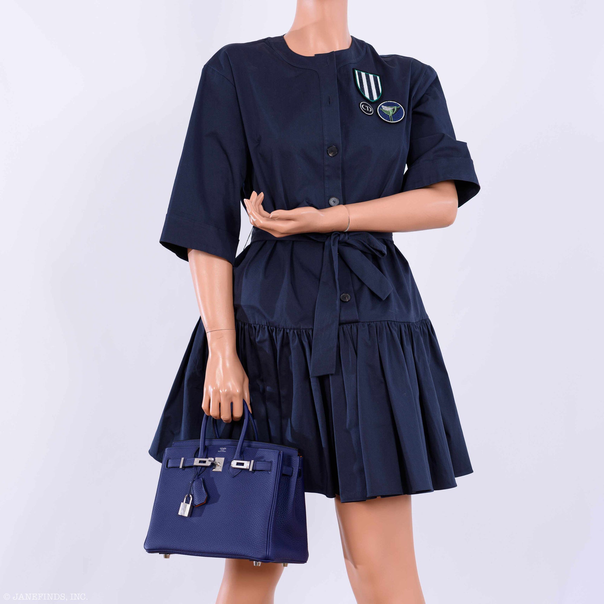 Hermès Birkin 25 Verso Blue Encre & Orange Togo Palladium Hardware