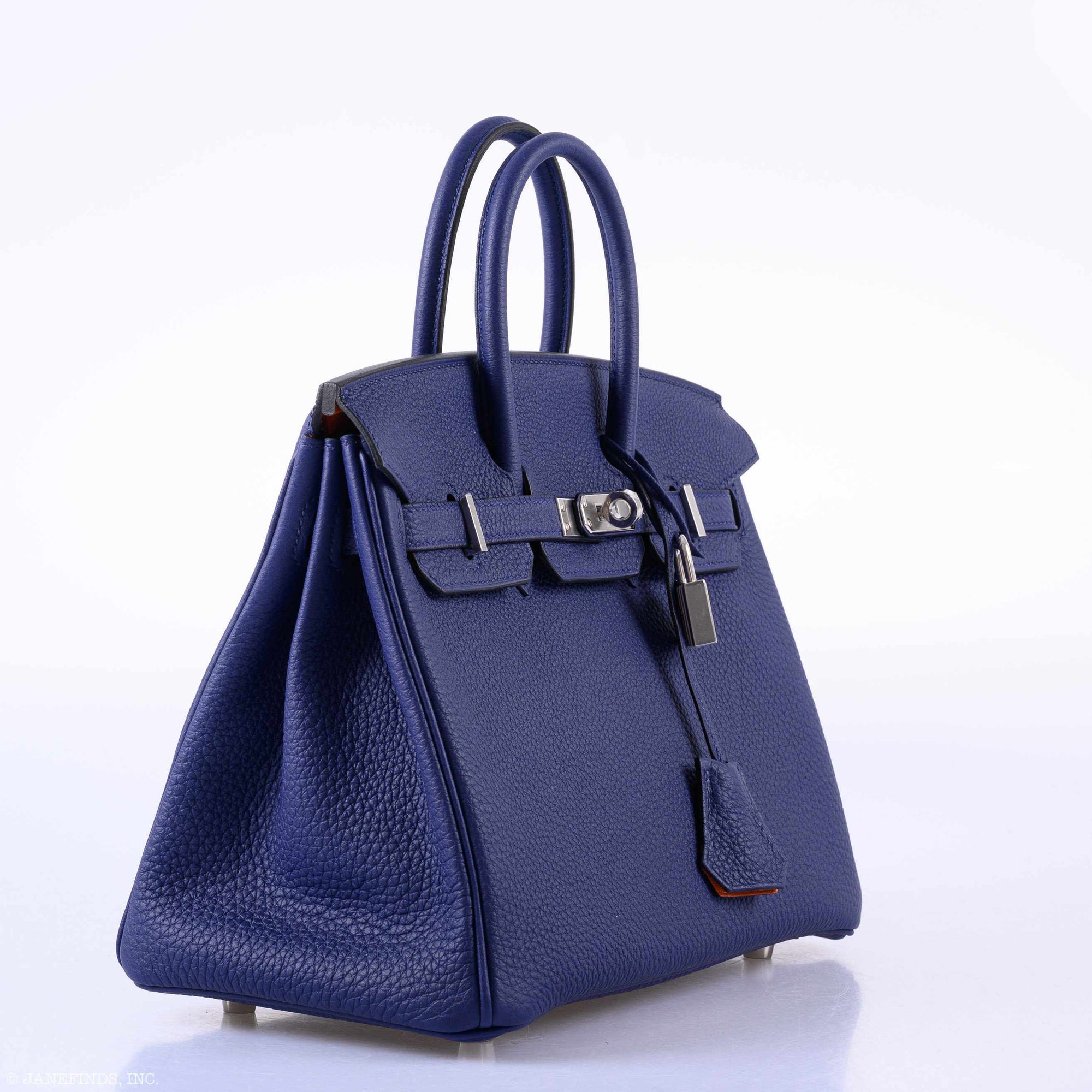 Hermès Birkin 25 Verso Blue Encre & Orange Togo Palladium Hardware