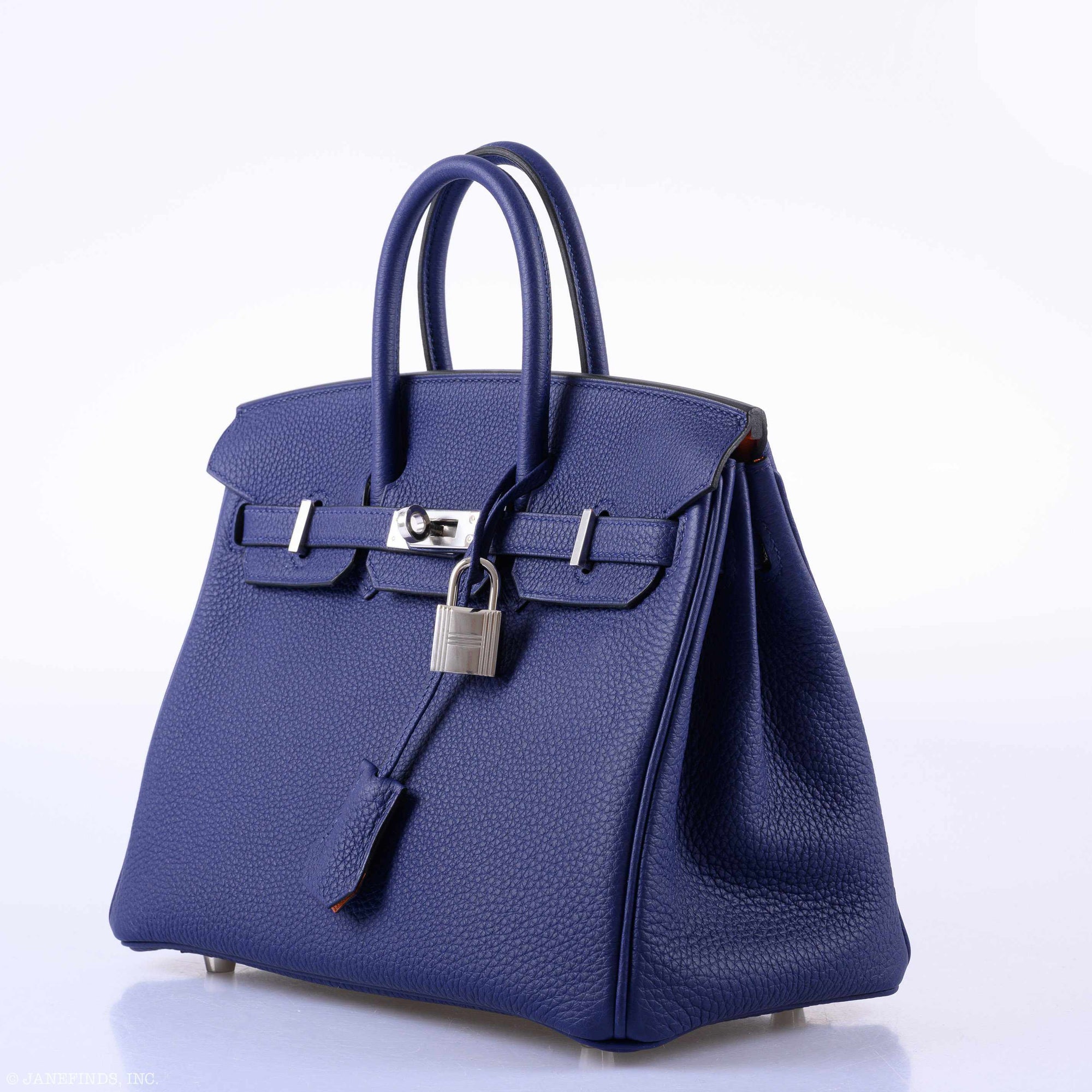 Hermès Birkin 25 Verso Blue Encre & Orange Togo Palladium Hardware
