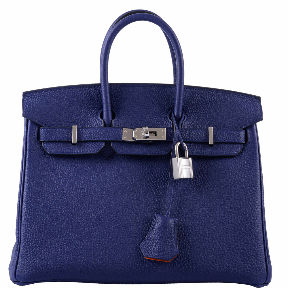 Hermès Birkin 25 Verso Blue Encre & Orange Togo Palladium Hardware