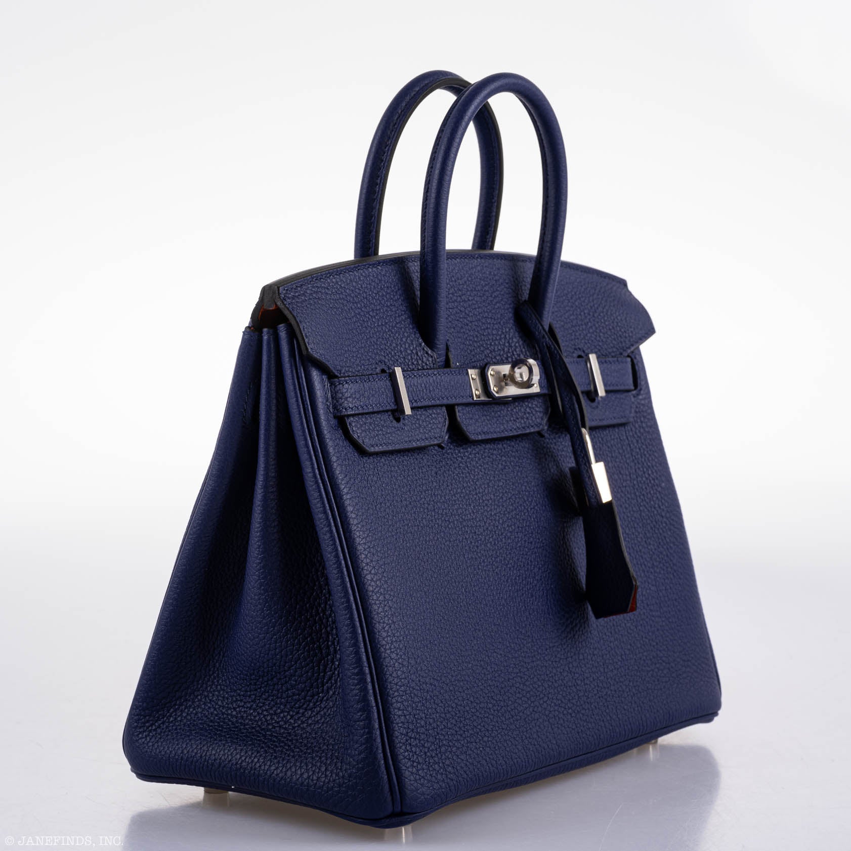 Hermès Birkin 25 Verso Blue Encre Togo & Orange H with Palladium Hardware