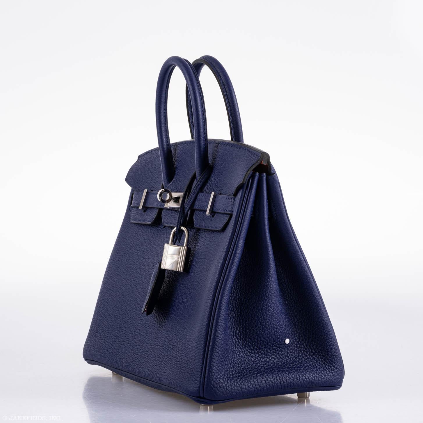 Hermès Birkin 25 Verso Blue Encre Togo & Orange H with Palladium Hardware