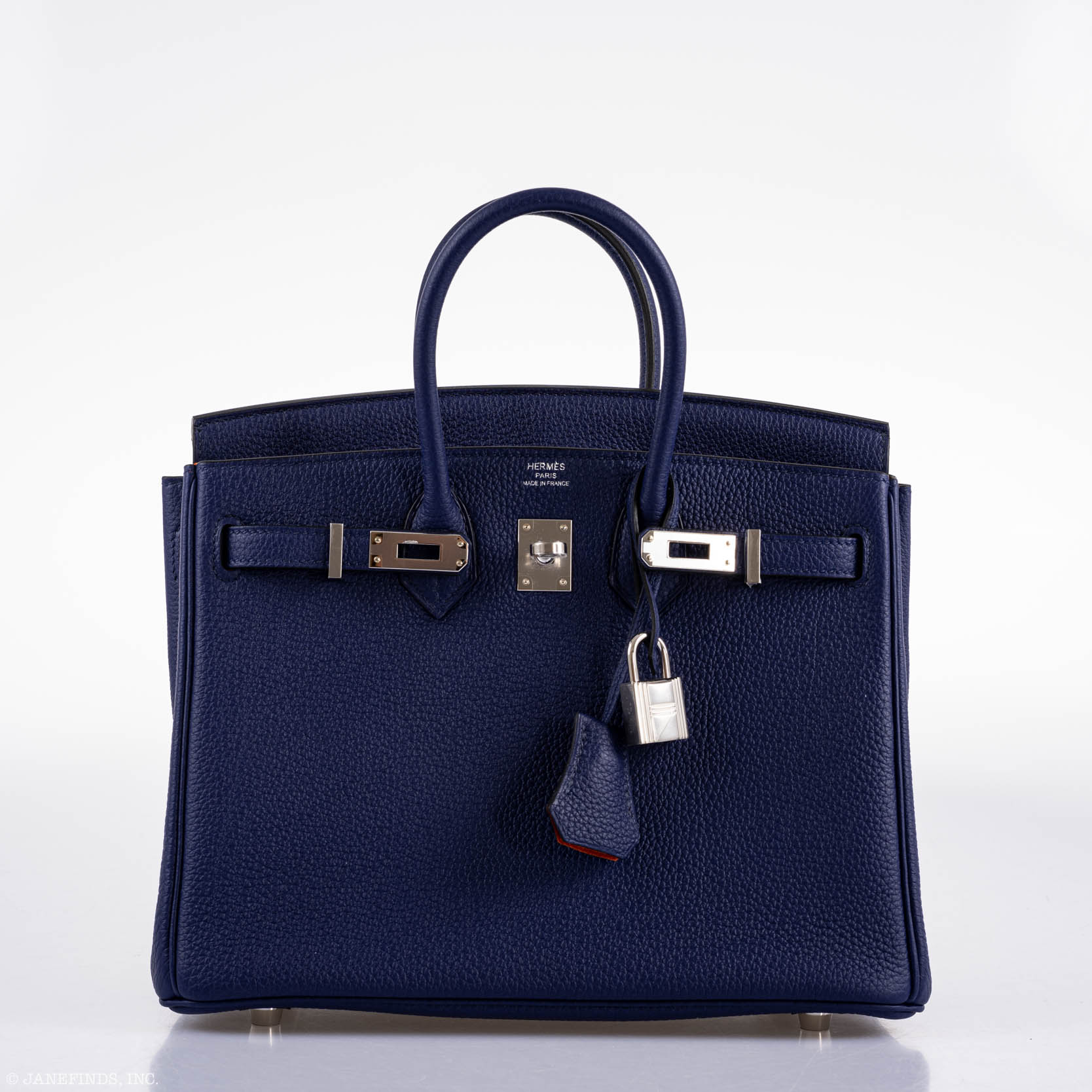 Hermès Birkin 25 Verso Blue Encre Togo & Orange H with Palladium Hardware