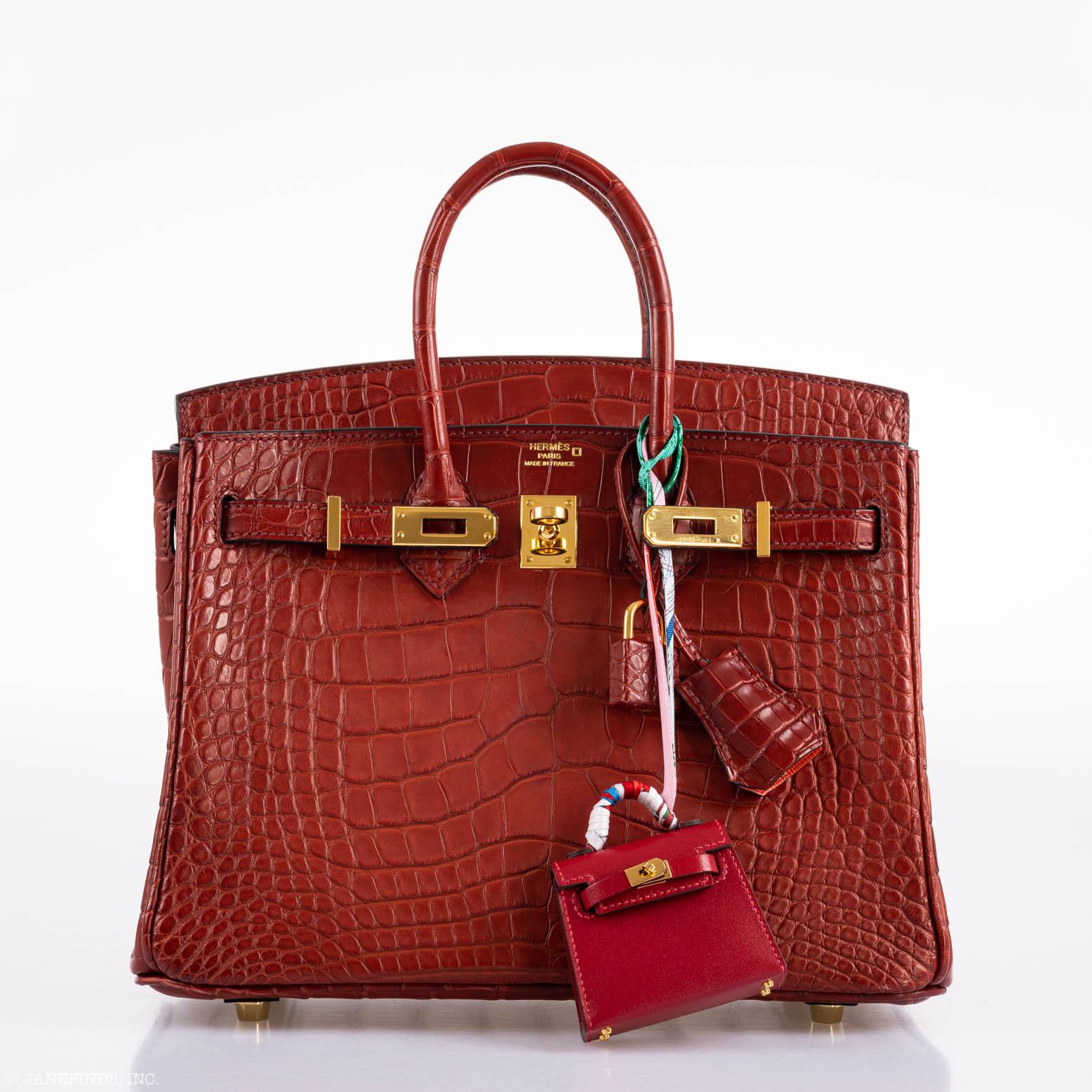 Hermès Birkin 25 Verso Rouge H Matte Alligator Orange Interior Gold Hardware