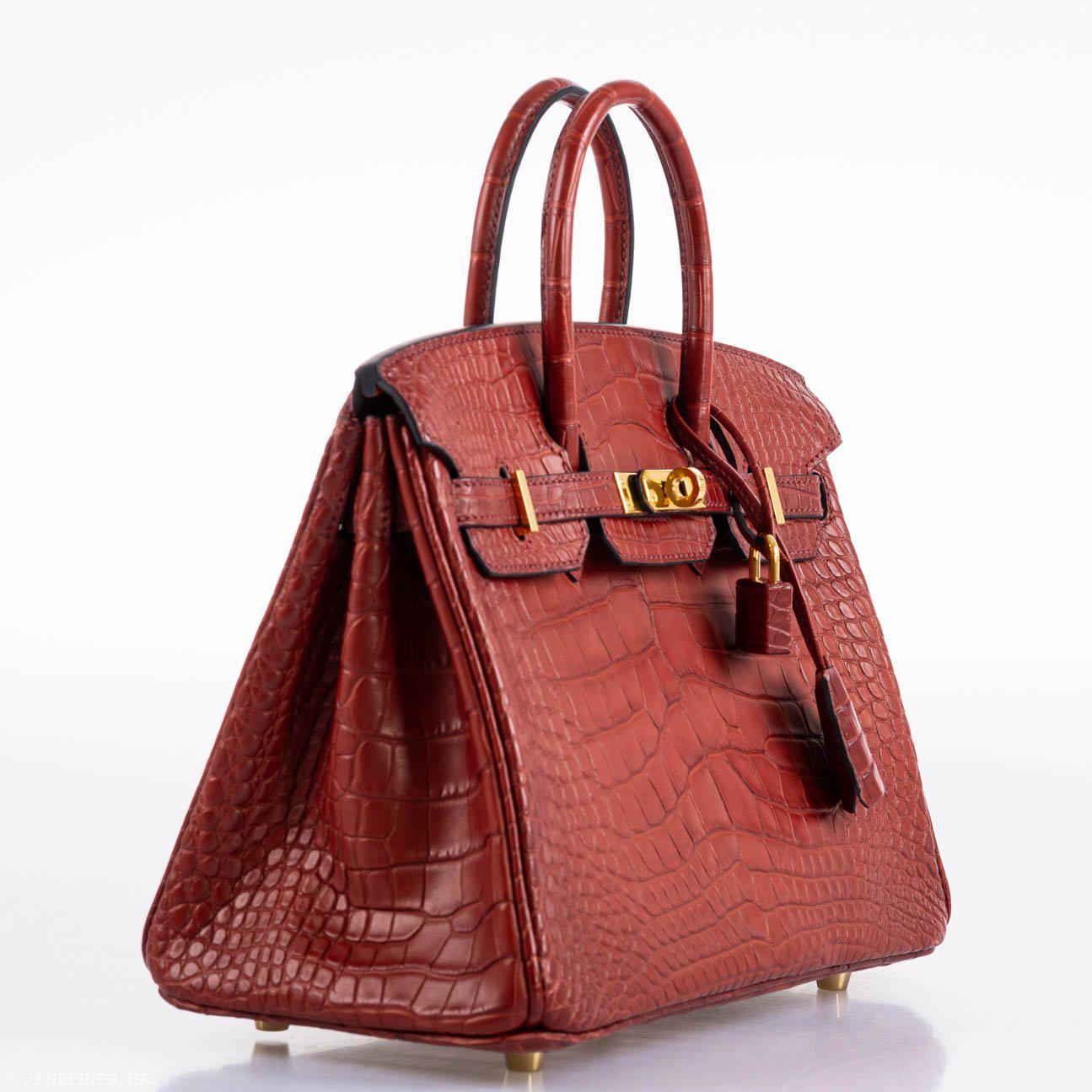 Hermès Birkin 25 Verso Rouge H Matte Alligator Orange Interior Gold Hardware