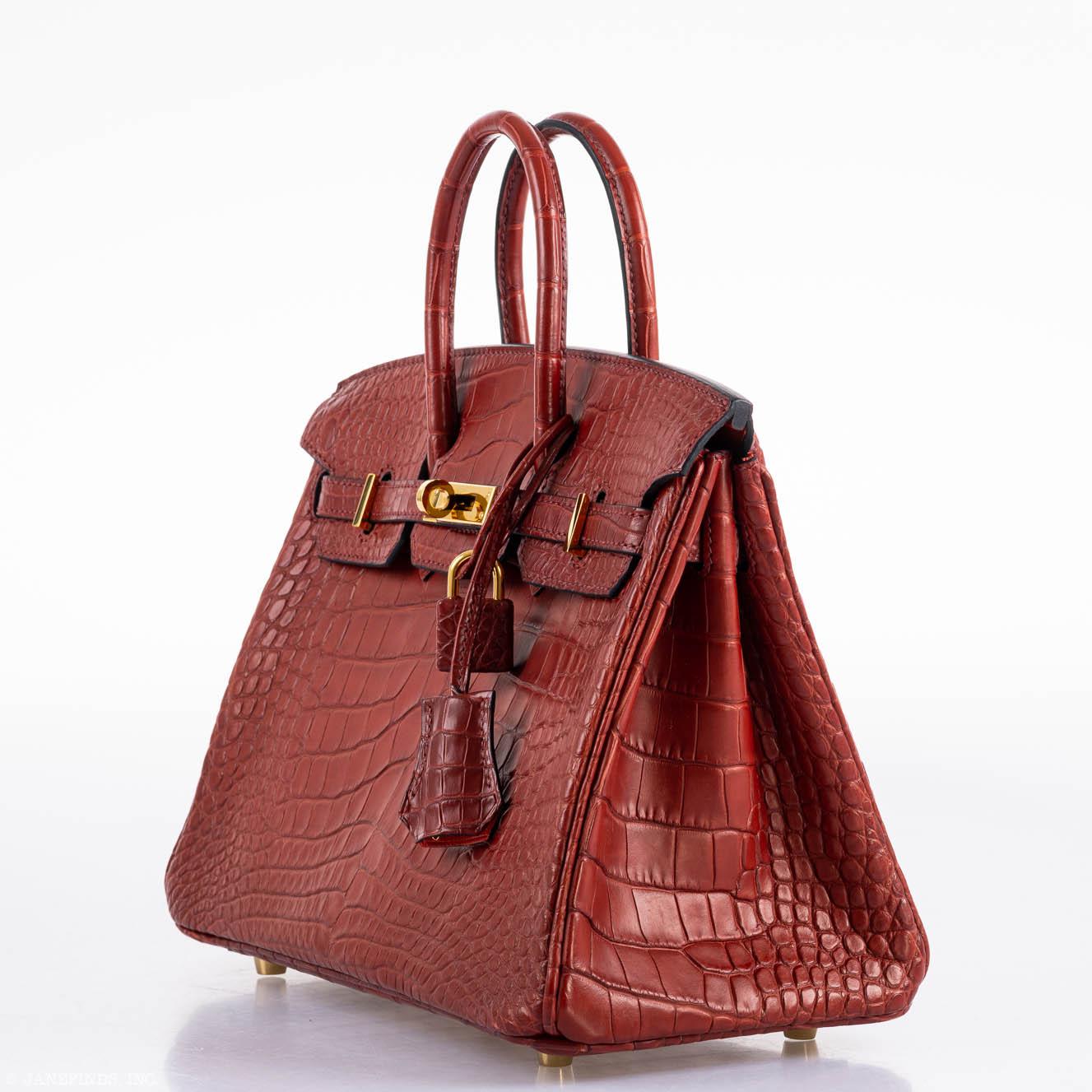 Hermès Birkin 25 Verso Rouge H Matte Alligator Orange Interior Gold Hardware