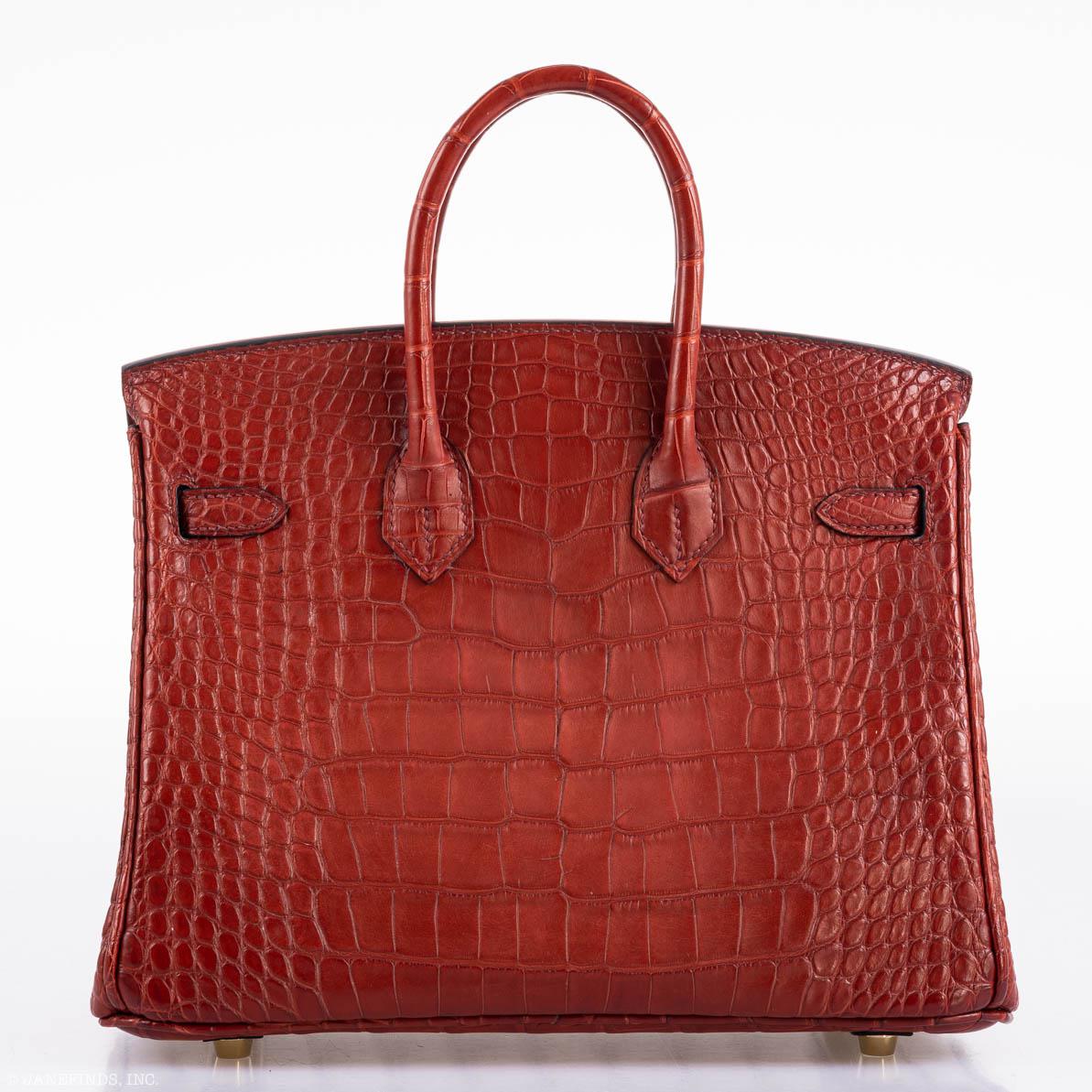 Hermès Birkin 25 Verso Rouge H Matte Alligator Orange Interior Gold Hardware