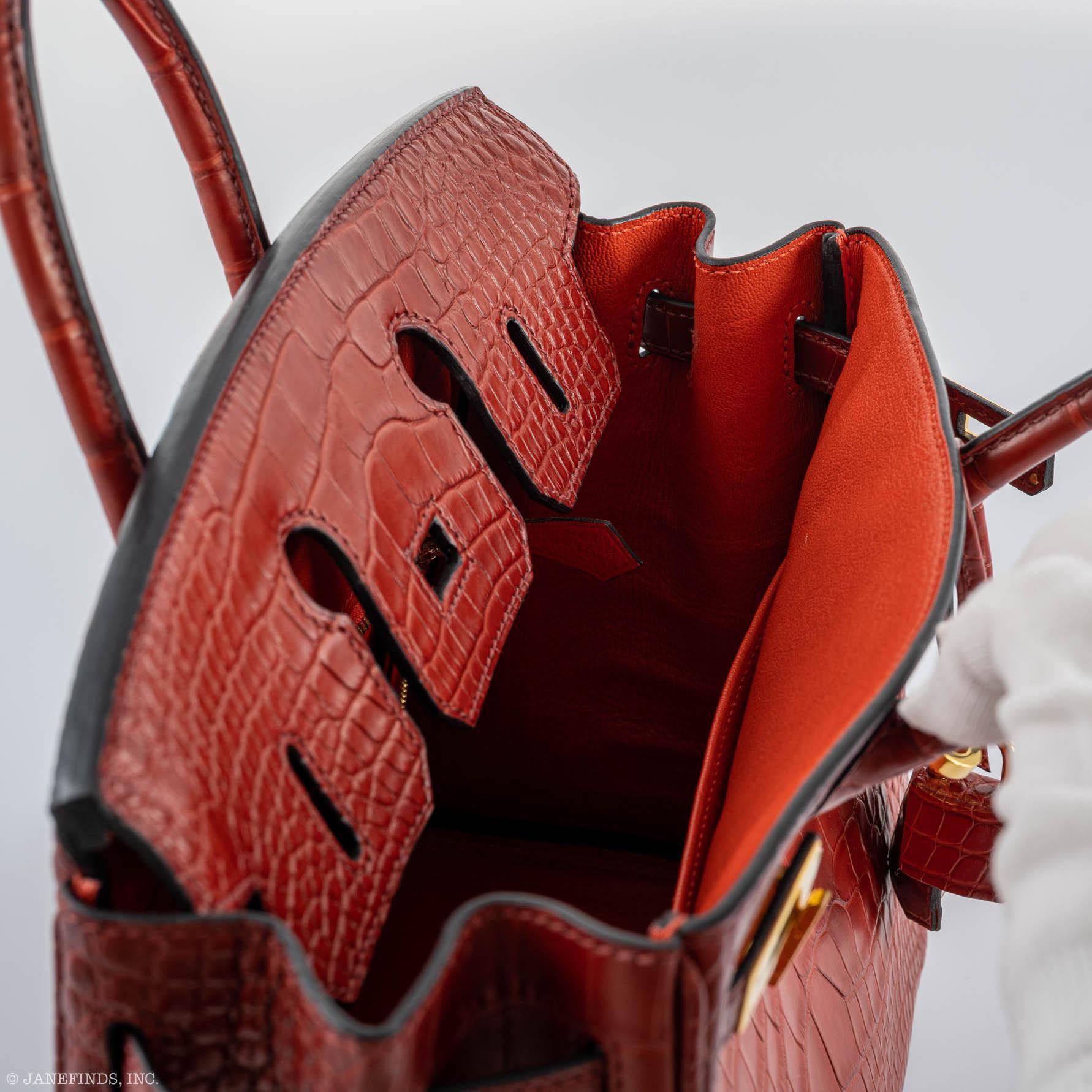 Hermès Birkin 25 Verso Rouge H Matte Alligator Orange Interior Gold Hardware